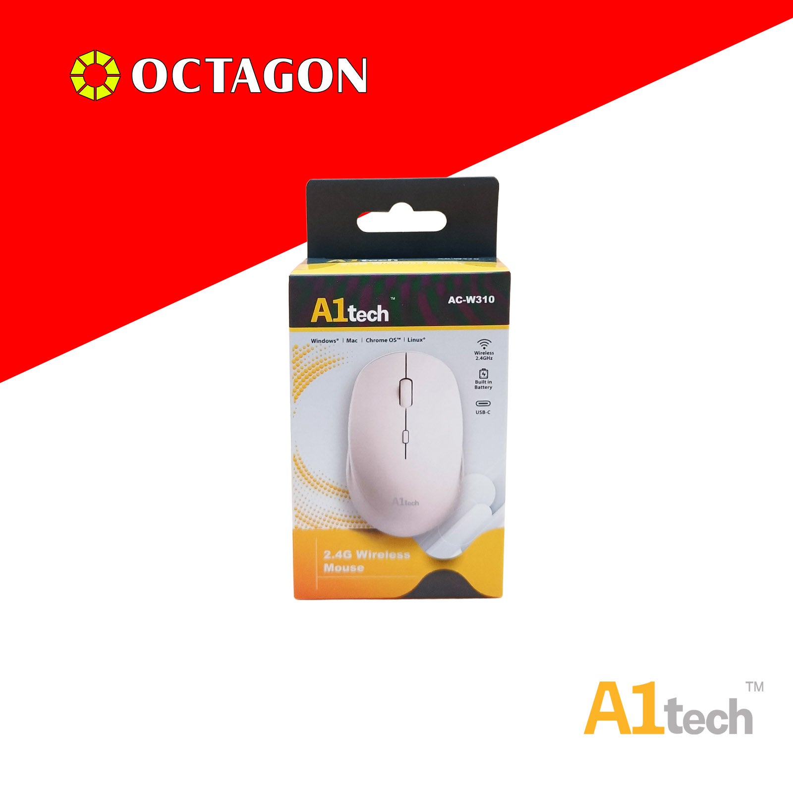A1TECH AC-W310 2.4G RECHARGEABLE WIRELESS MOUSE 1600 DPI PINK/BLUE/WHITE/BLACK