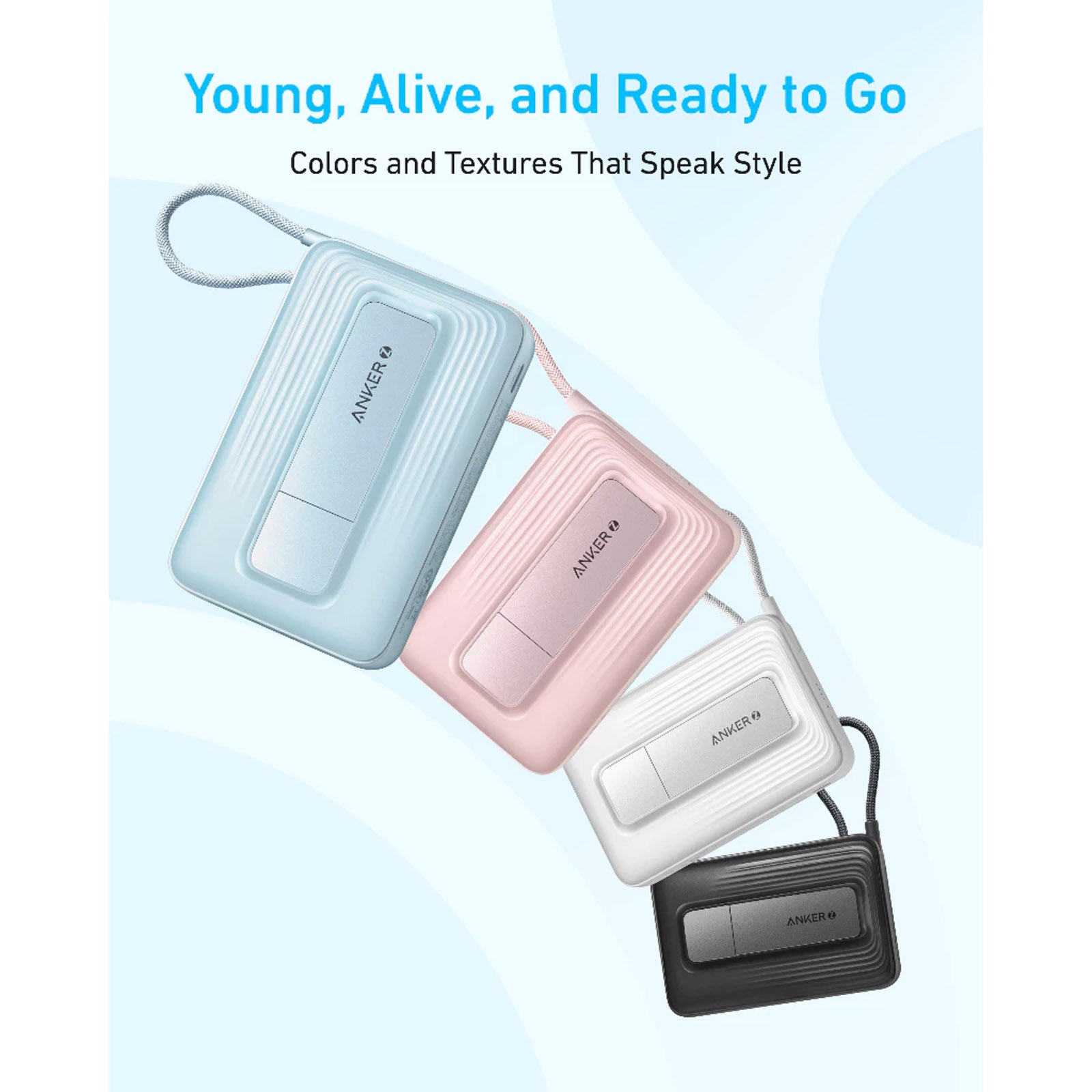 ANKER ZOLO A1685H51 PINK 10K POWERBANK 30W BUILT-IN USB-C CABLE