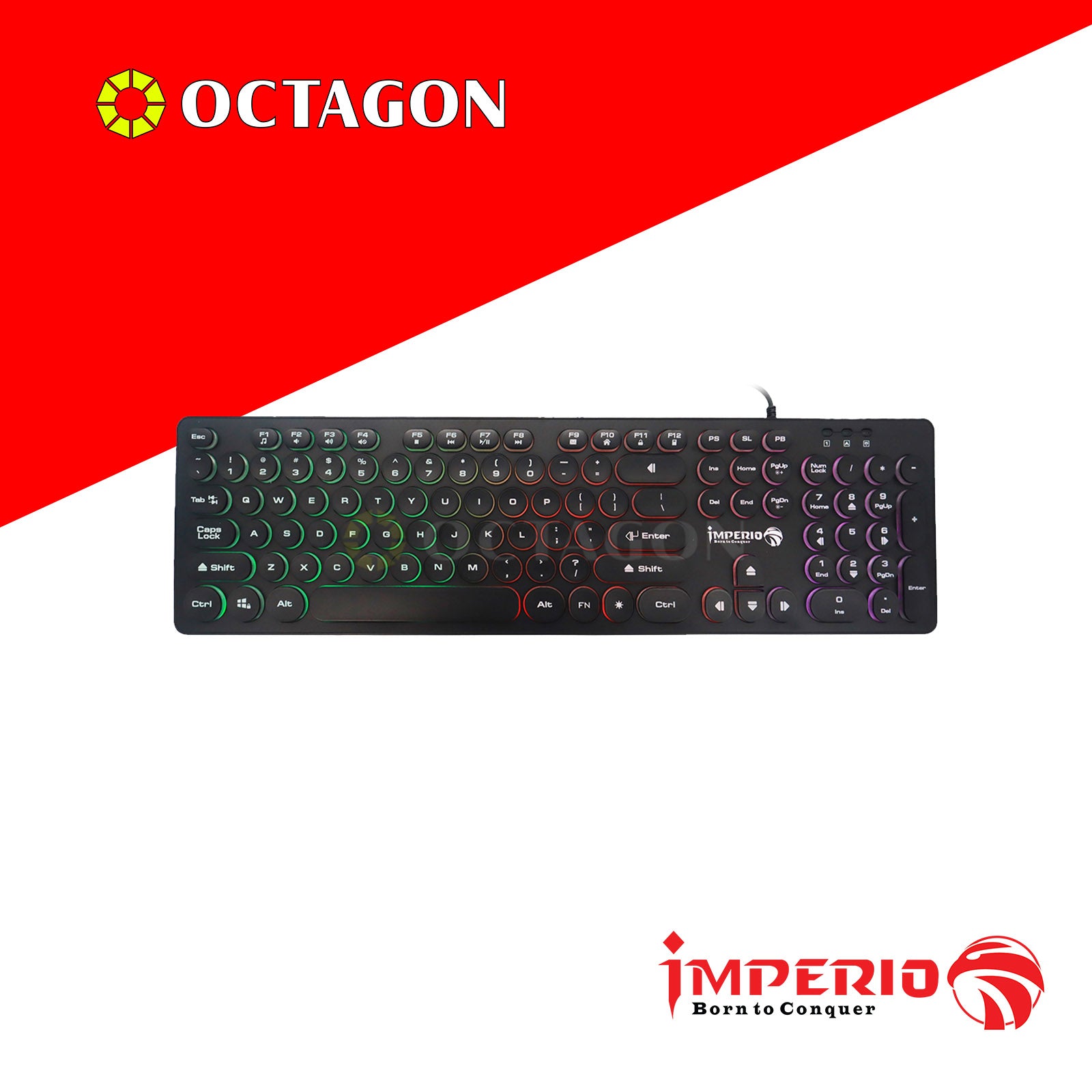 IMPERIO IKBL-K500 GAMING KEYBOARD US LAYOUT RAINBOW BACKLIGHT