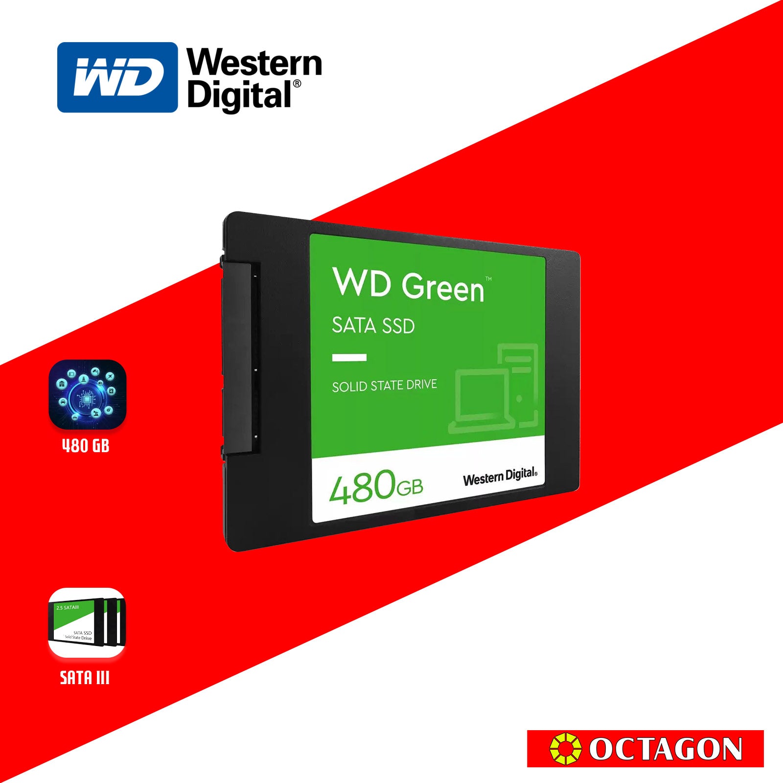 WD SSD 480GB AND 1TB GREEN SATA 3 GEN 3