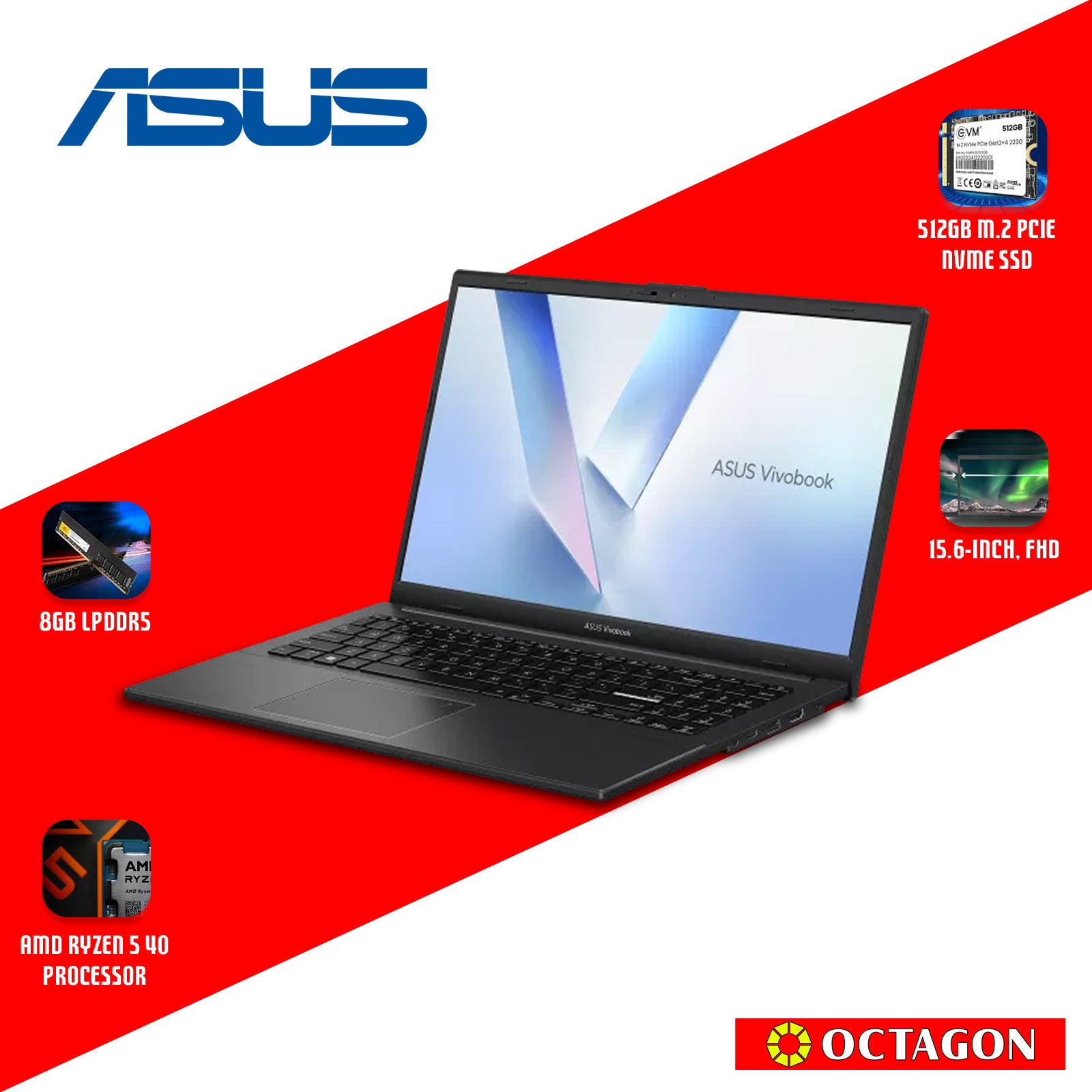 ASUS E1504FA-BQ5586WSM/ RYZEN 5-40/ 8GB/ 512GB SSD/ 15.6 FHD/ WIN 11