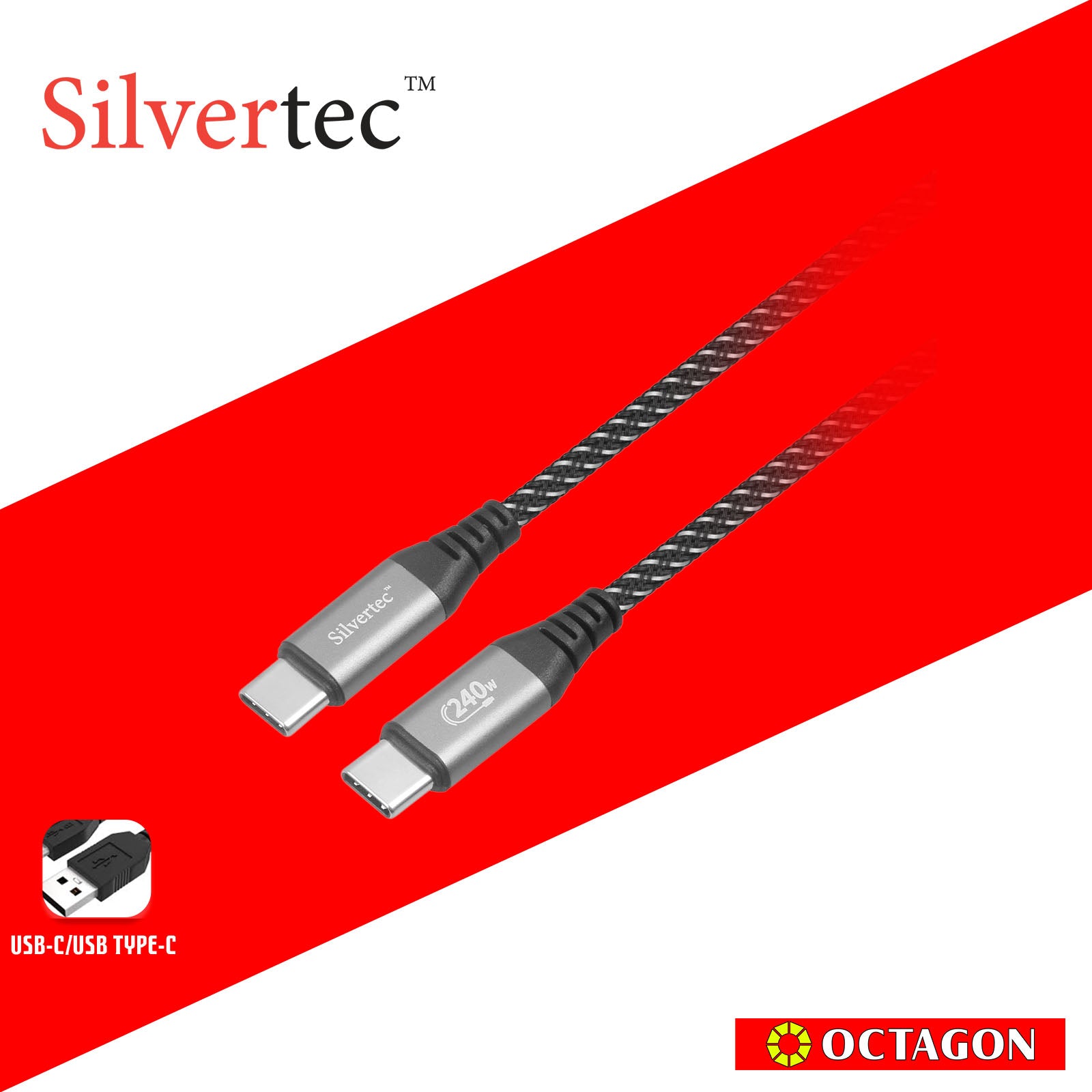 SILVERTEC SW-CC200-BK USB-C 2M 240W CABLE