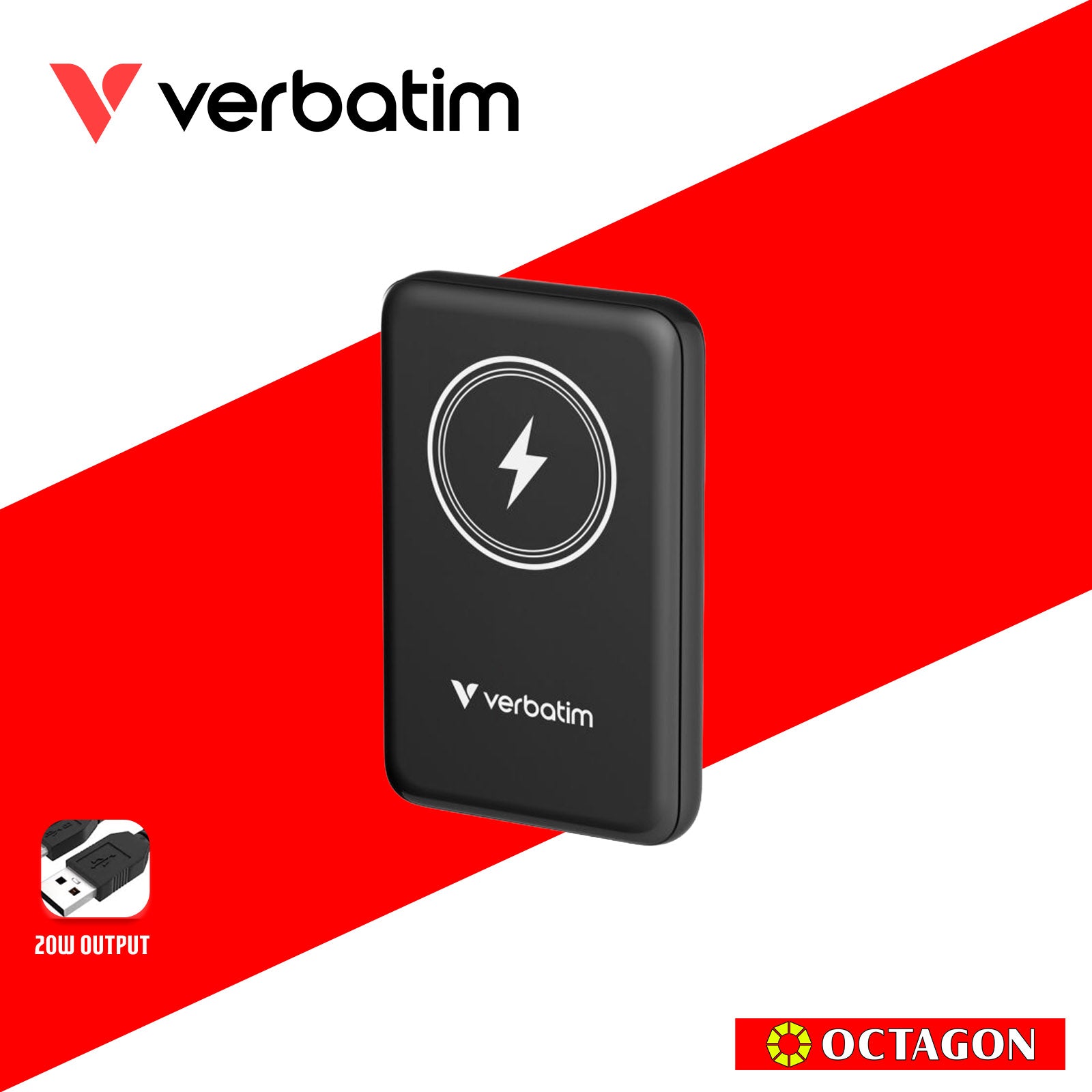 VERBATIM 32245 MAGNETIC WL 10000 MAH POWER PACK MCP - PD 20W MWC 15W BLACK