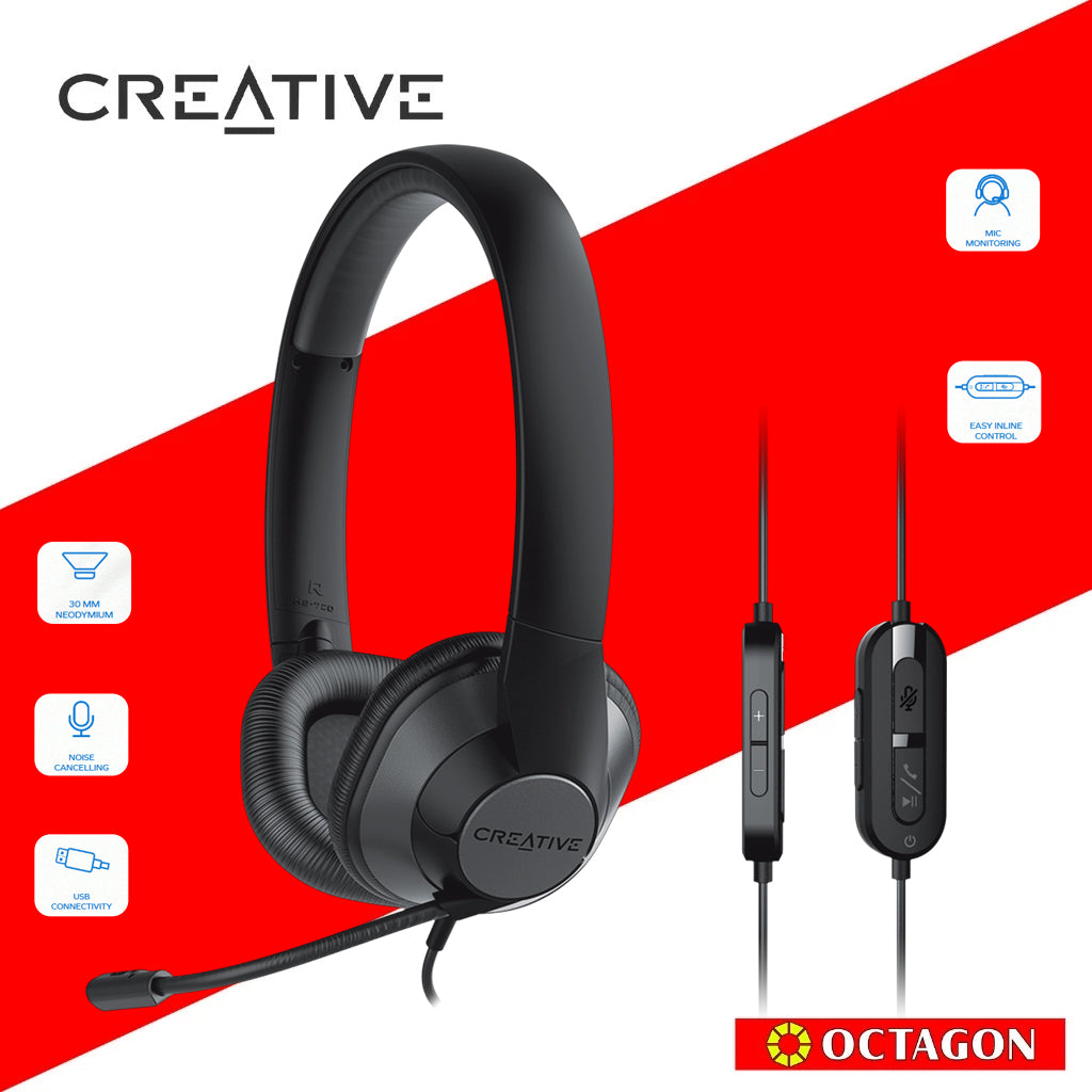 CREATIVE HS-720 V2 EF0960 HEADSET USB NOISE CANCELLING CONDENSER MIC