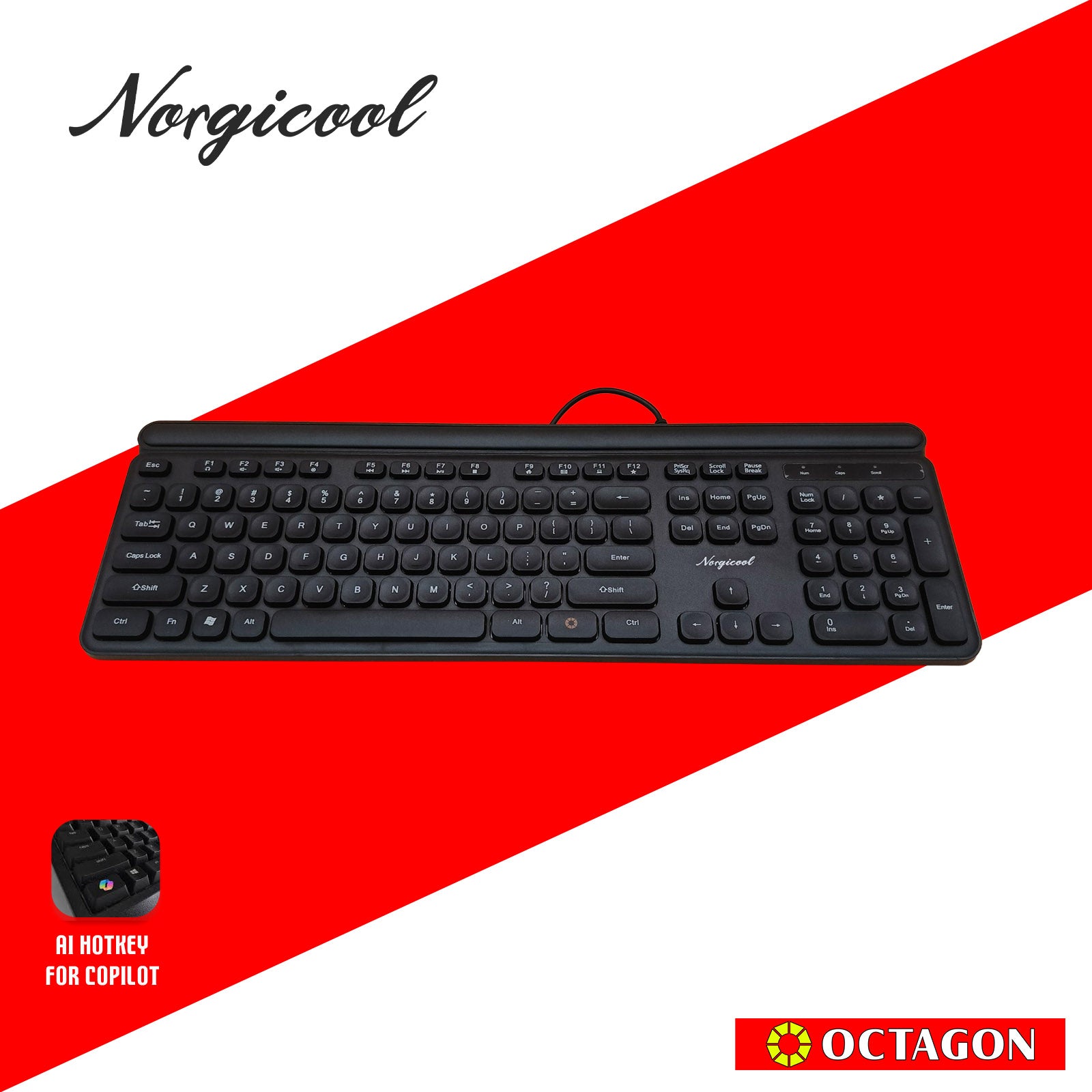 NORGICOOL NK3229I BLACK USB KEYBOARD 104 KEYS