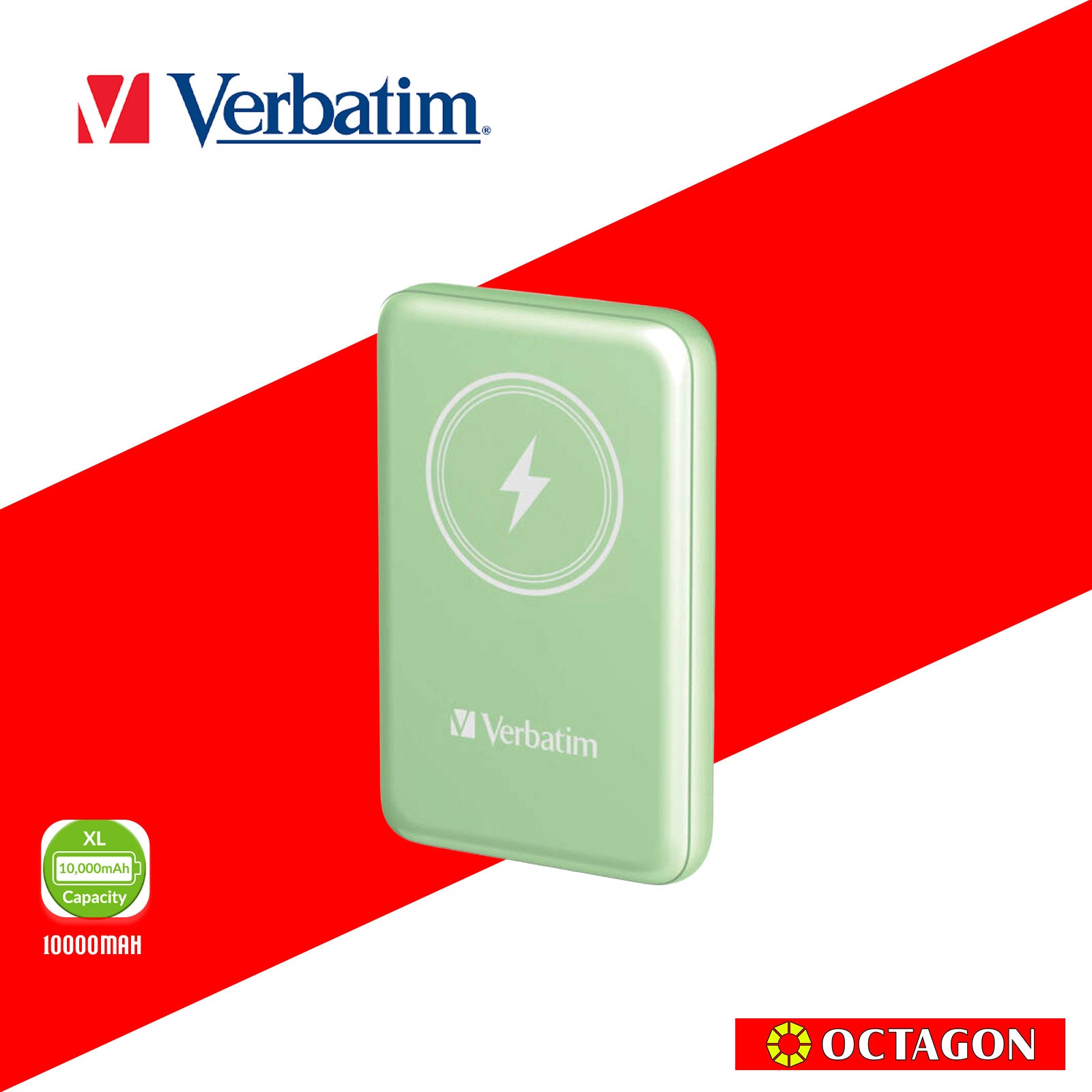 VERBATIM 32246 MAGNETIC WL 10000 MAH POWER PACK MCP - PD 20W MWC 15W GREEN