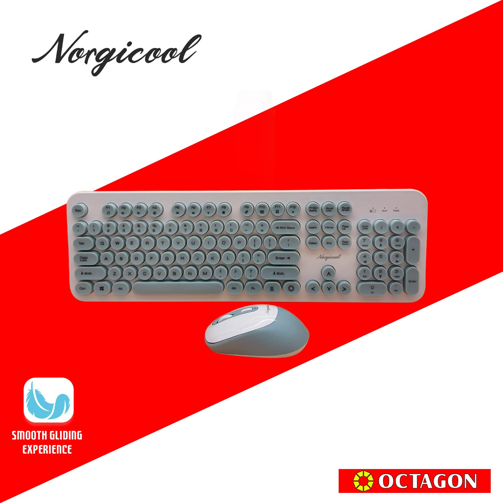 NORGICOOL NKM282W-BLI WIRELESS COMBO 104 KEYS WHITE/BLUE