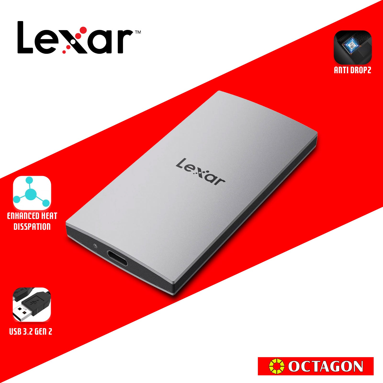 LEXAR 1TB ES3 PORTABLE SSD 1050MBPS