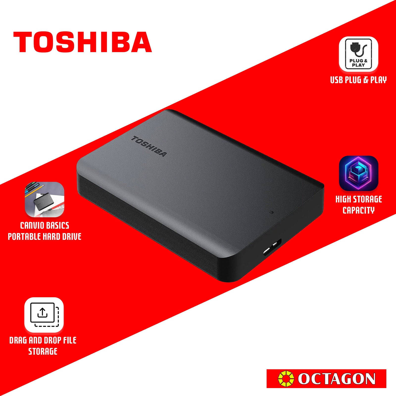 TOSHIBA 1TB (NEW) CANVIO BASIC BLACK 3.0 HDD