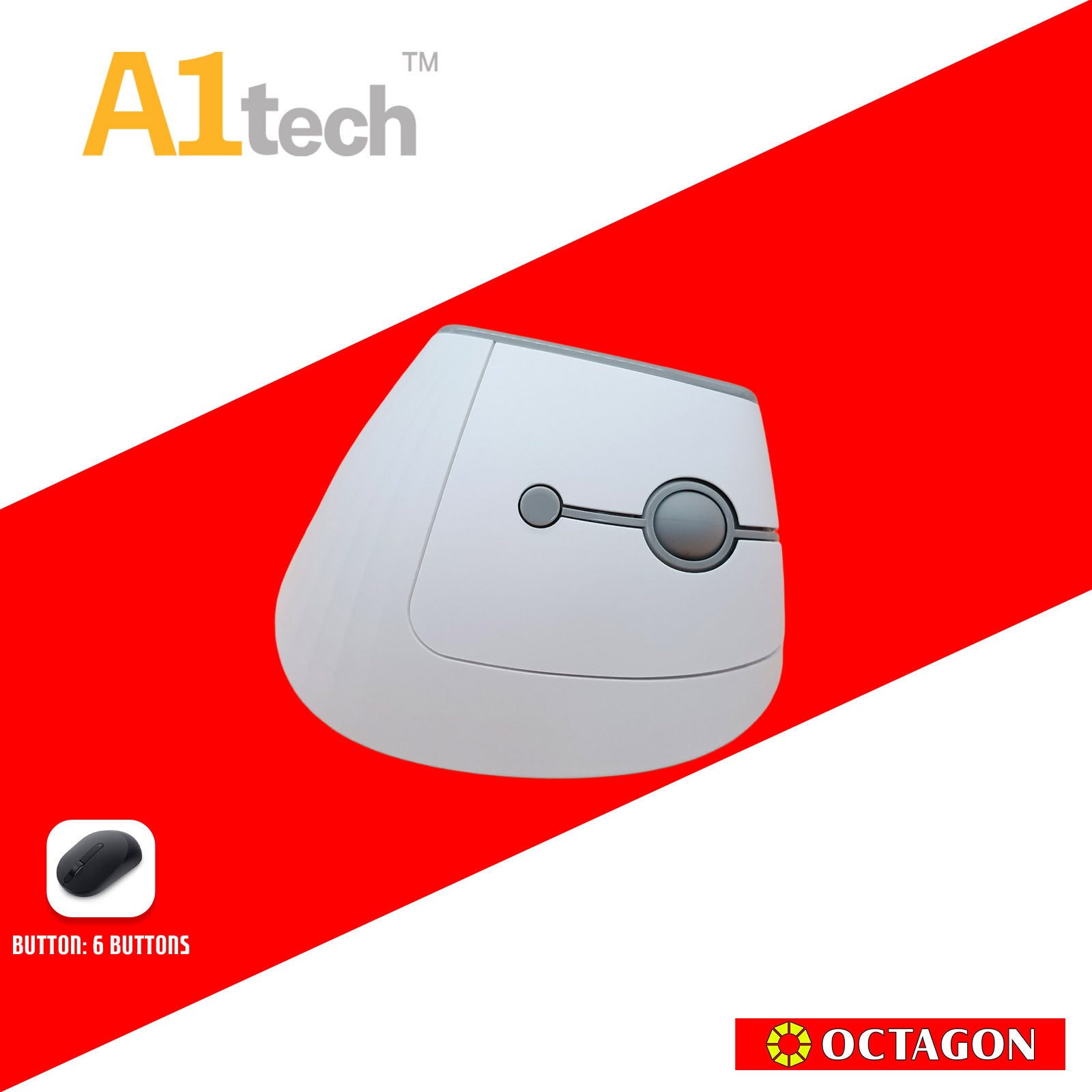 A1TECH AC-W808-WH 2.4G ERGONOMIC WIRELESS MOUSE 1600 DPI WHITE/BLACK