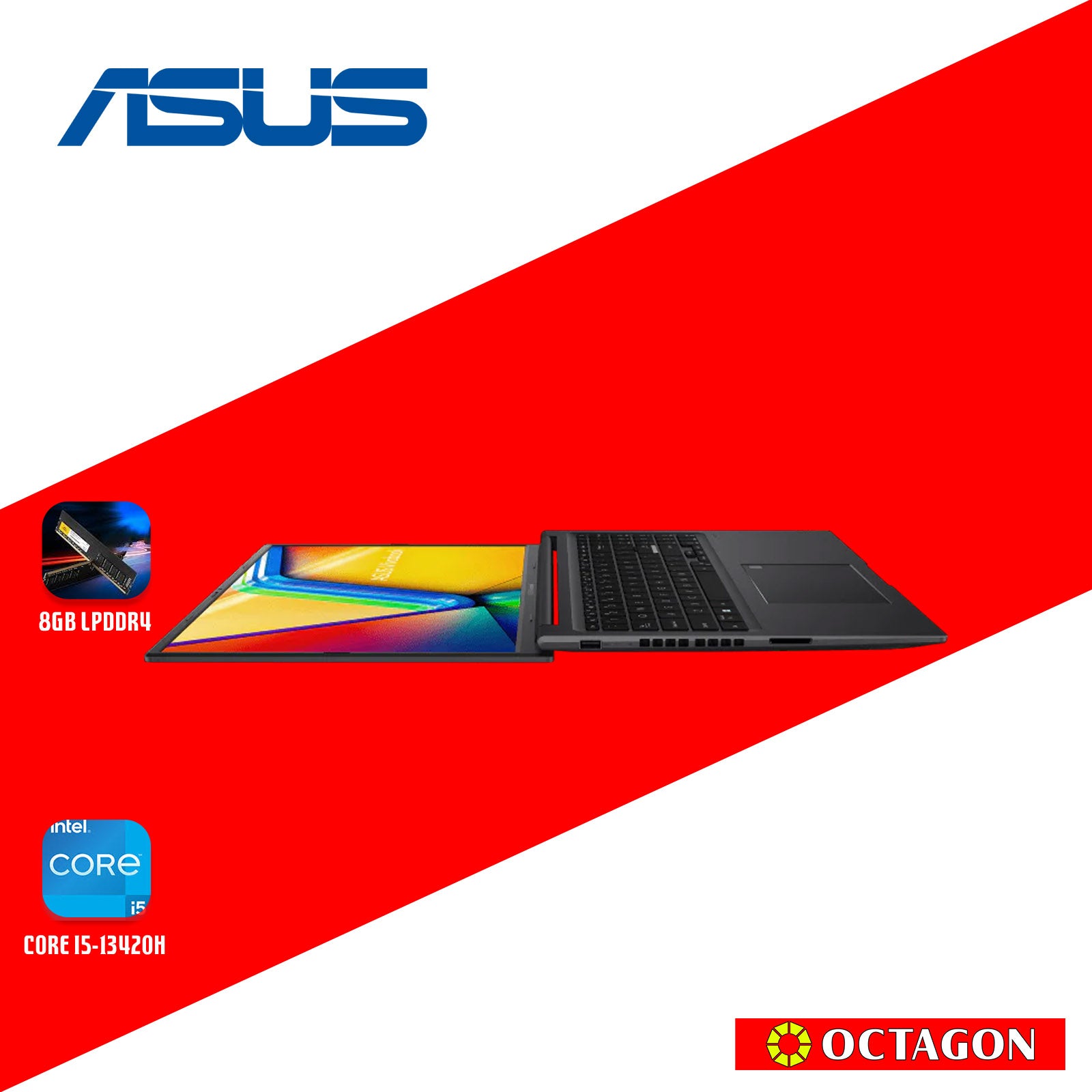 ASUS VIVOBOOK 16X K3605VC-RP493W/ CORE I5-13420H/ 8GB/ 512GB SSD/ 16 WUXGA/ WIN 11/ RTX3050 4GDG/ BLK (BAG INSIDE)