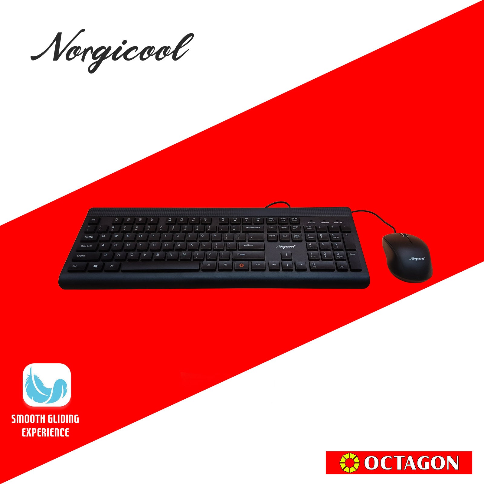 NORGICOOL NC002I BLACK USB COMBO 104 KEYS
