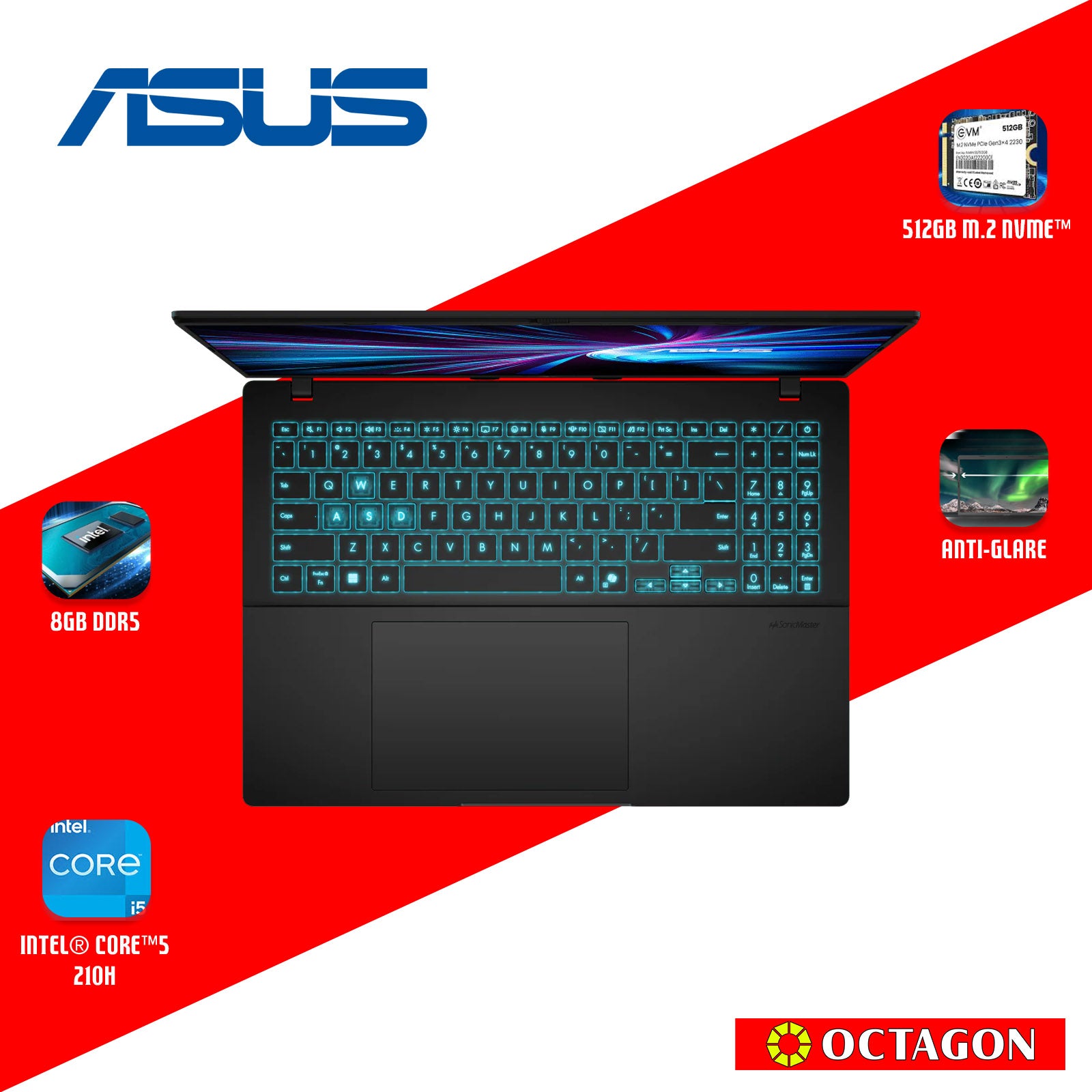 ASUS VIVOBOOK 16 V3607VU-RP076W/ CORE 5-210H/ 8GB/ 512GB SSD/ 16" WUXGA 144HZ/ WIN 11/ RTX4050 6GB/ BLK