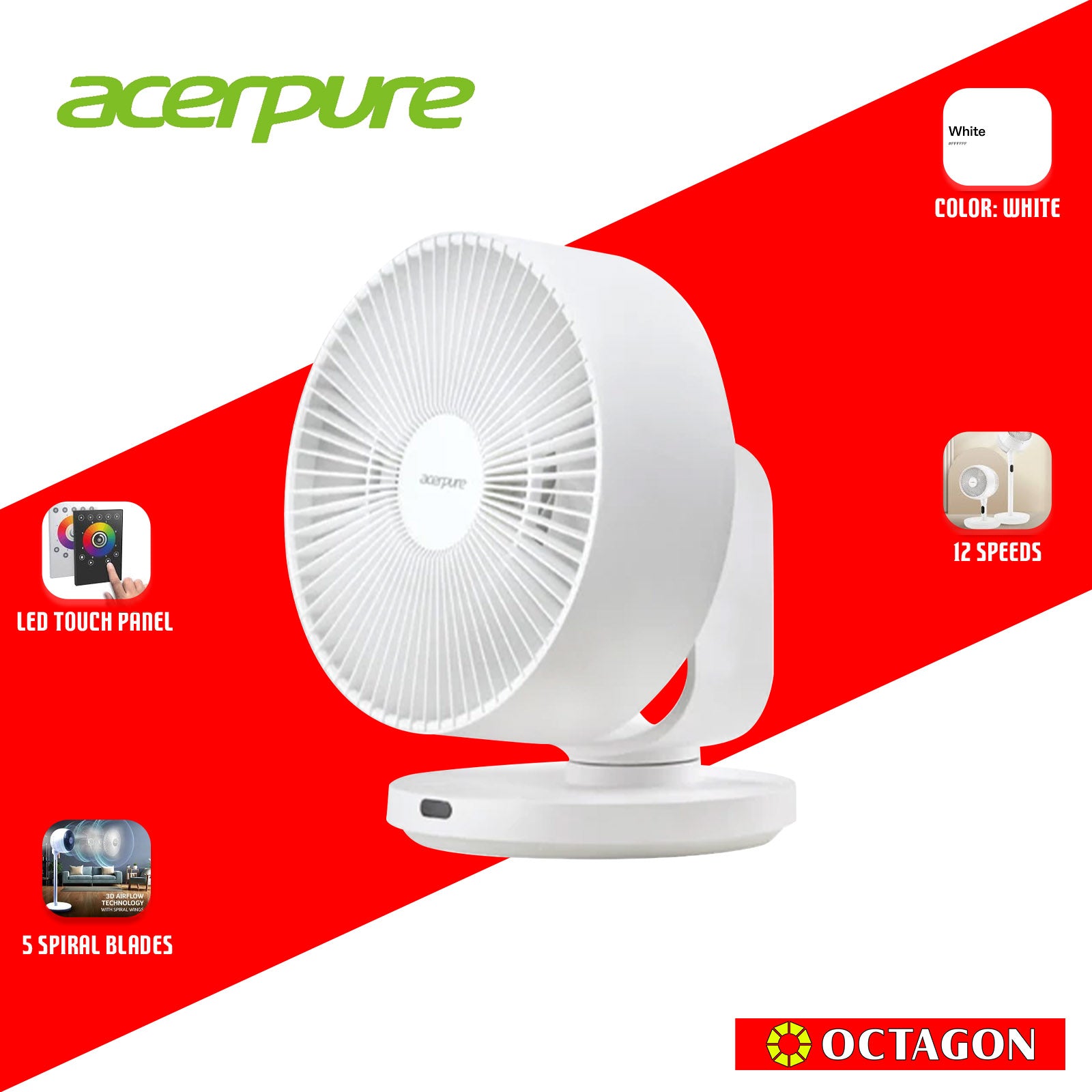 ACERPURE COZY F3 WHITE AIR CIRCULATOR (ZL.ACCTG.08V) 3D AIRFLOW TECHNOLOGY