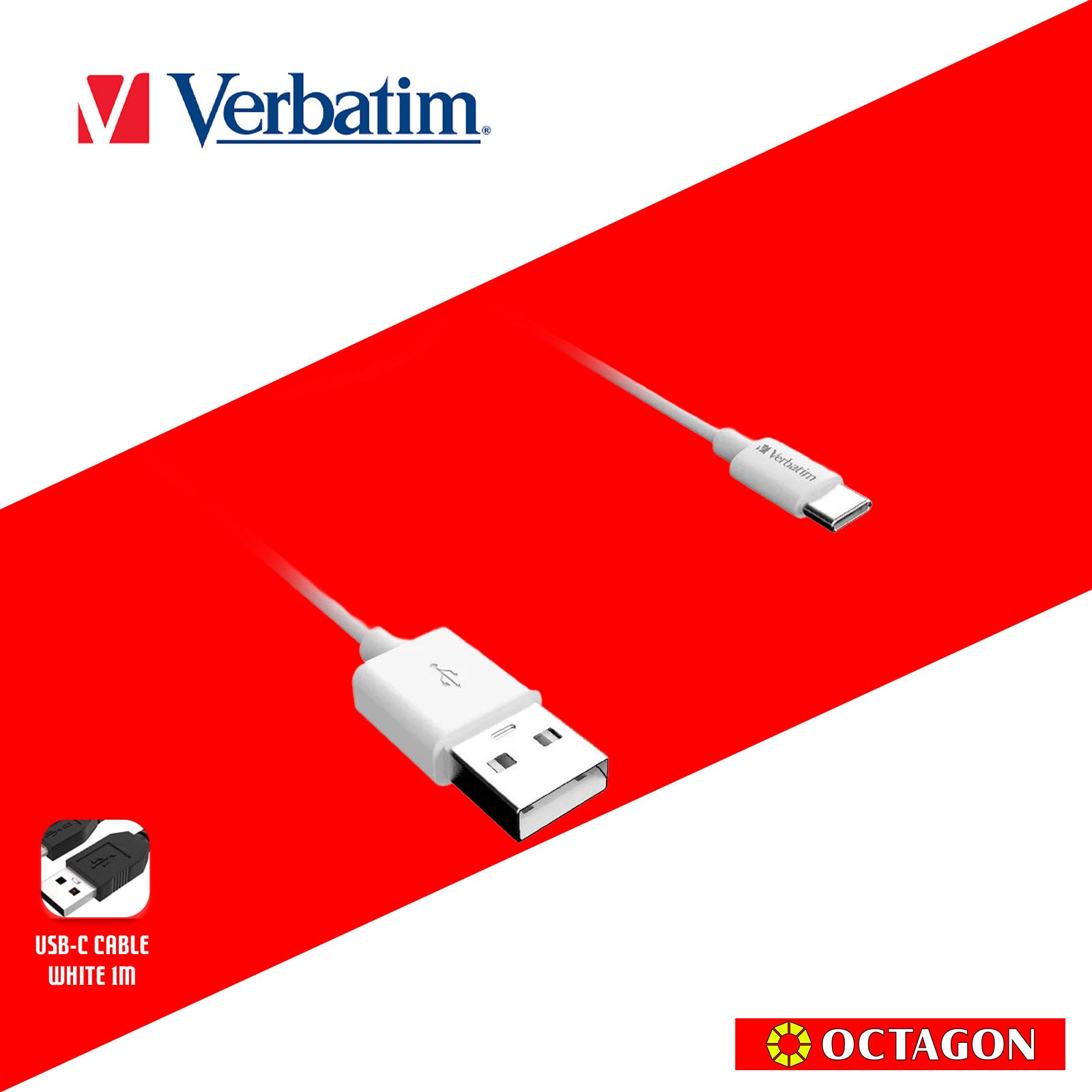 VERBATIM 66582 LIGHTNING TO USB-C CABLE WHITE 1M