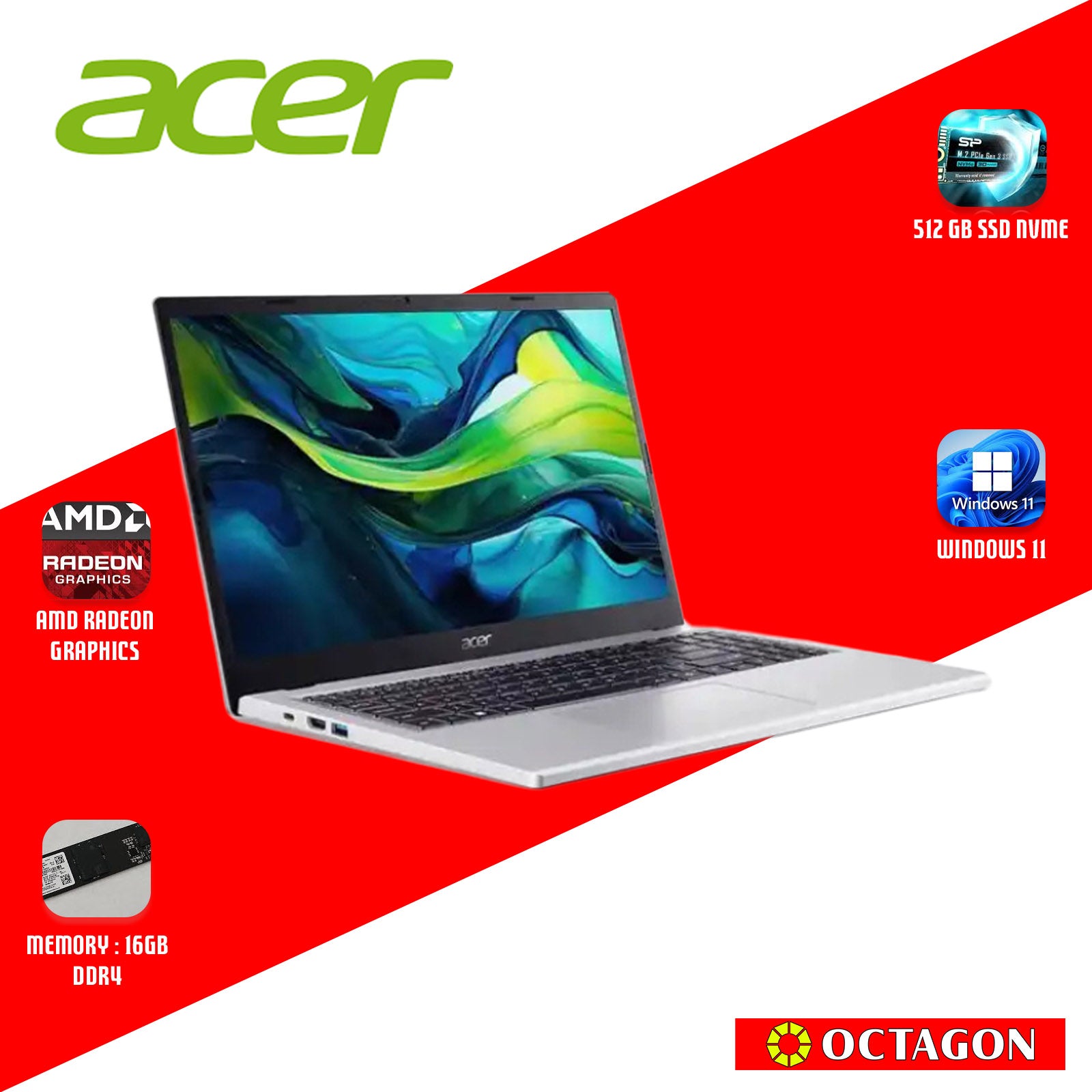 ACER ASPIRE LITE AL15-42P-R6D1/ RYZEN 7 7730U/ 16GB/ 512GB SSD/ 15.6" IPS FHD/ WIN 11/ OFFICE HOME 2024 + OFFICE 365 1YR/ SILVER