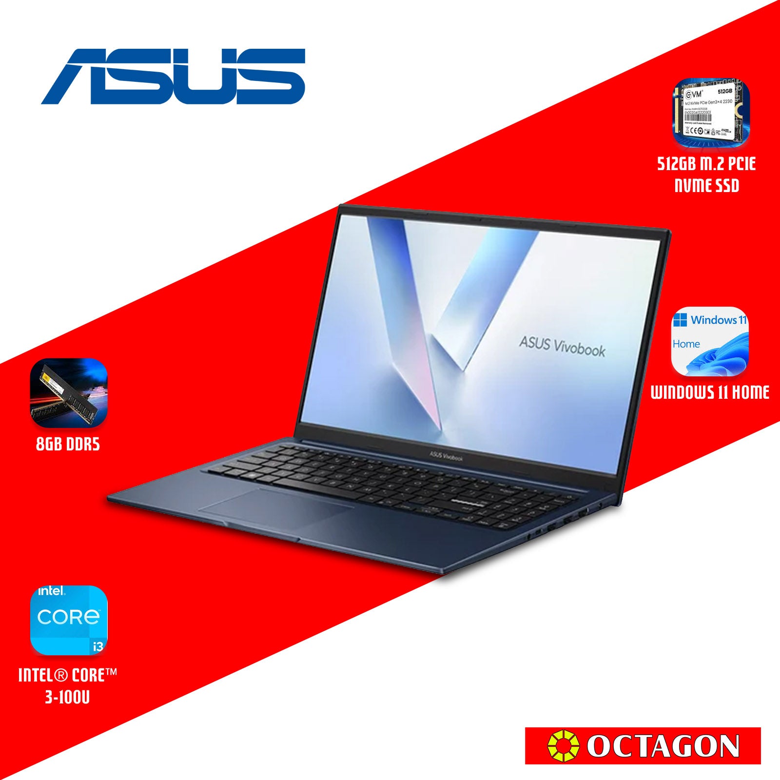 ASUS X1504VA-BQ4301WSM/ CORE 3-100U/ 8GB/ 512GB SSD/ 15.6 FHD/ WIN 11