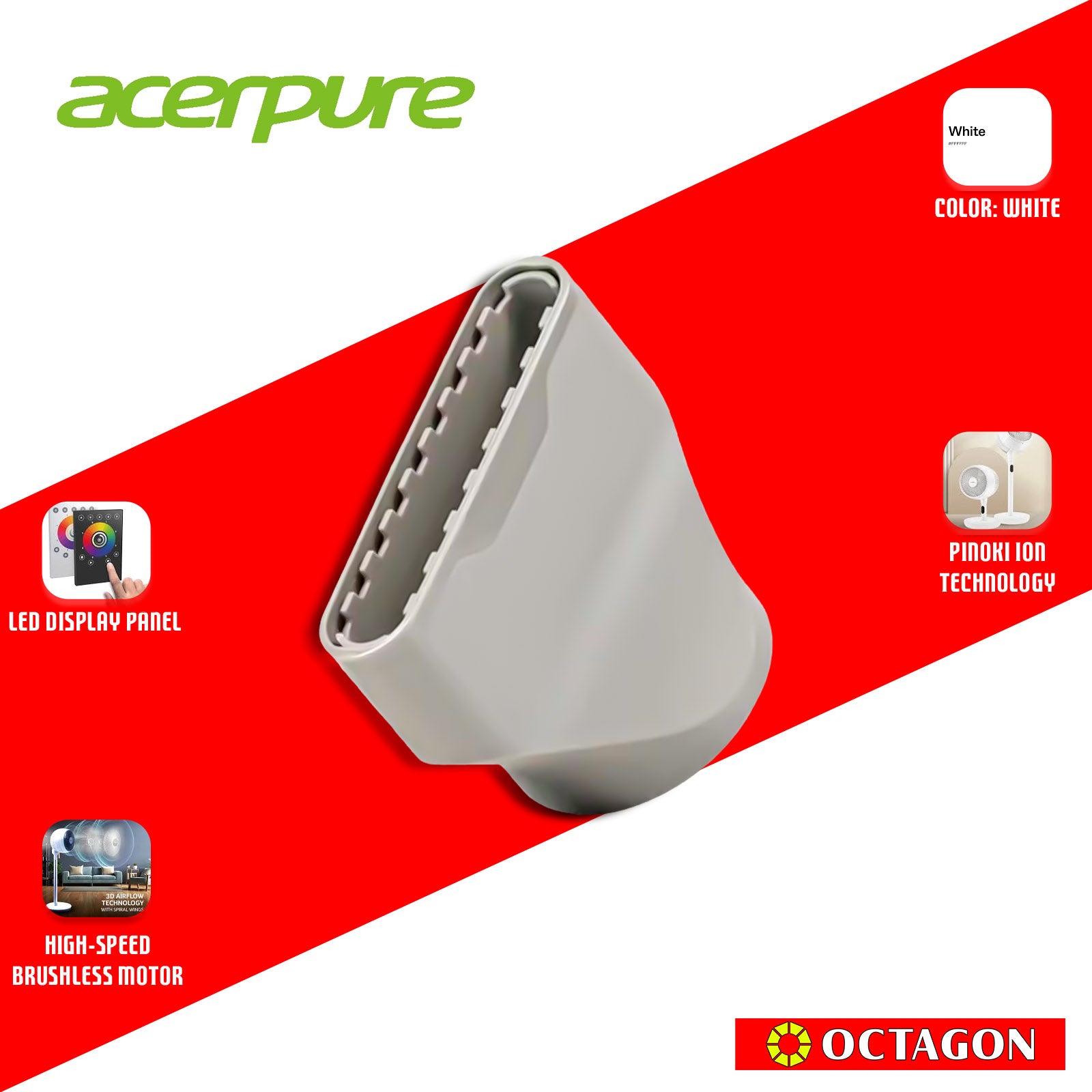 ACERPURE HD3 ICONIC PINOKI IONIC FOLDABLE HAIR DRYER WHITE (ZL.ATSTG.0CF)