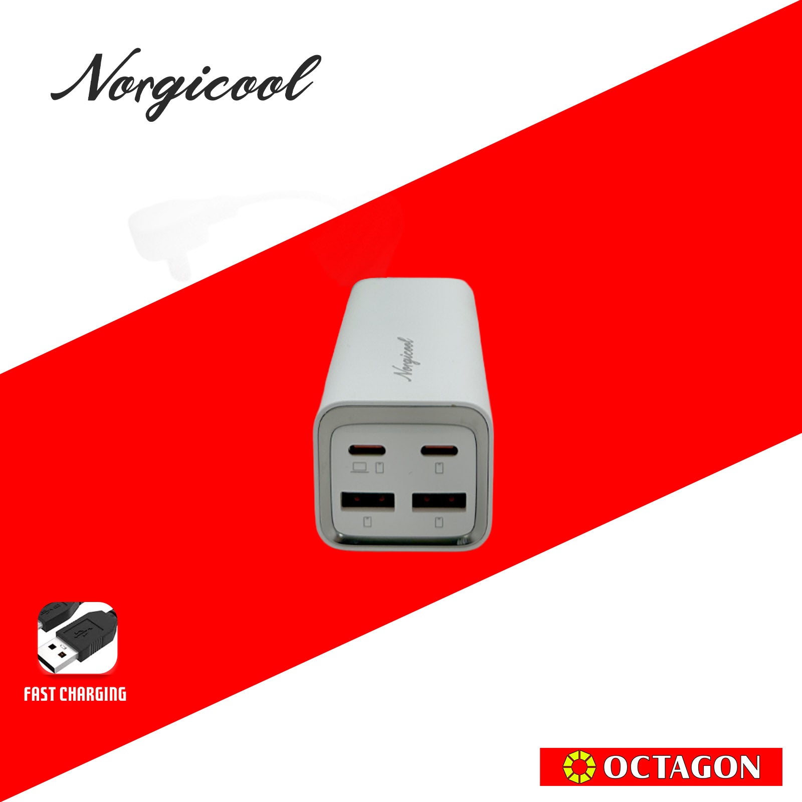 NORGICOOL NA4610C 65W 4-PORT PD DESKTOP CHARGER 2-USB-A & 2-USB-C 1.5M