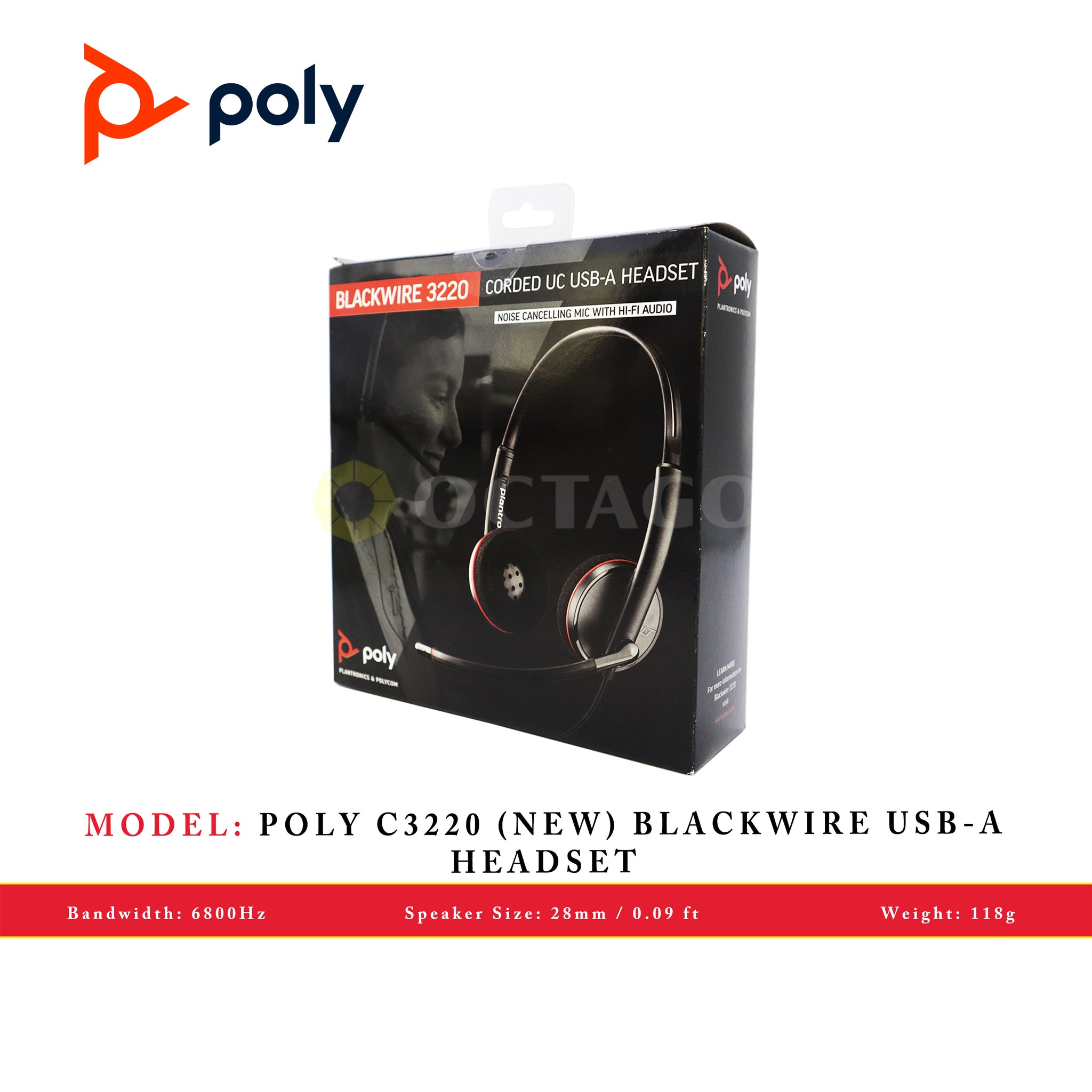 POLY C3220 (NEW) BLACKWIRE USB-A HEADSET