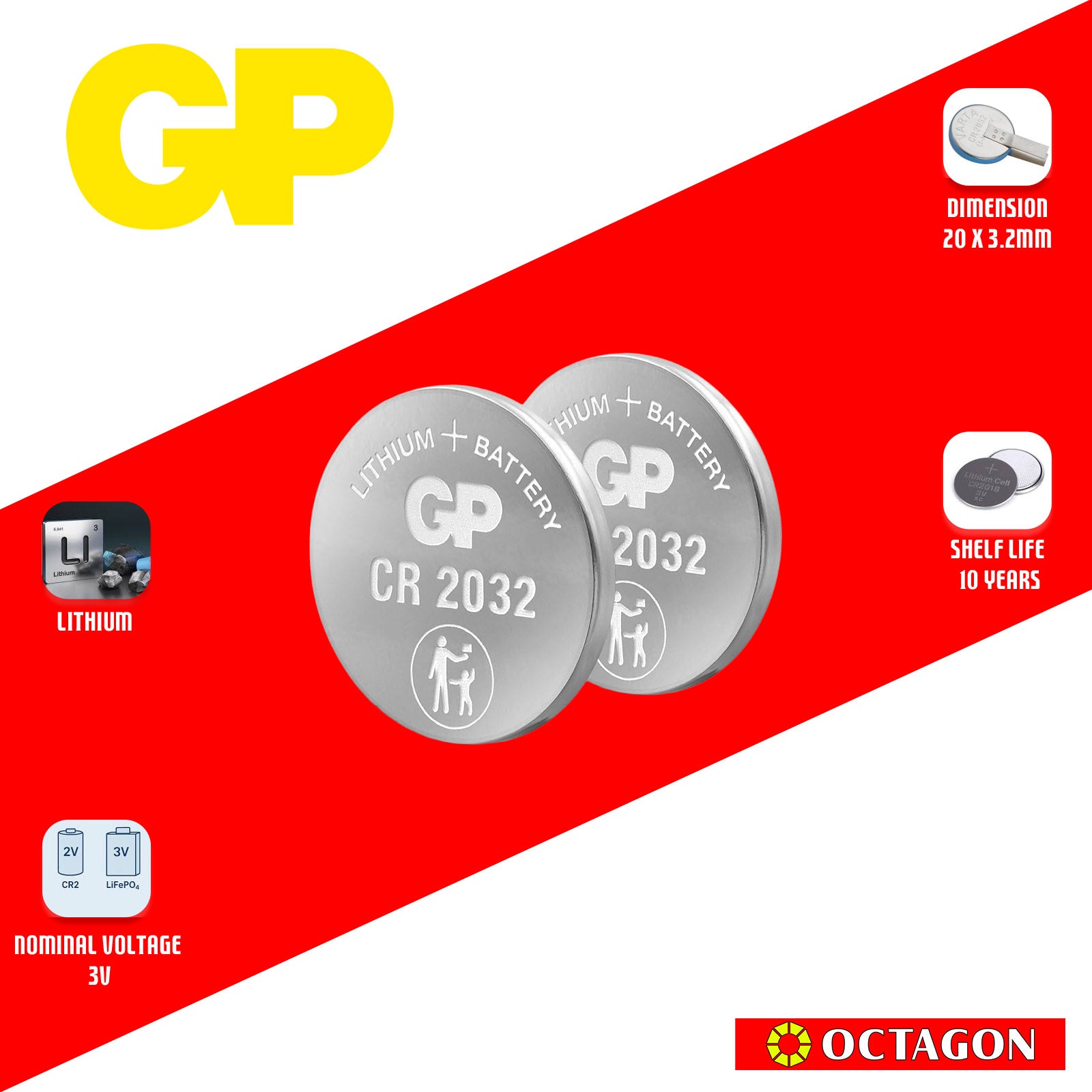 GP CR2032 LITHIUM COIN