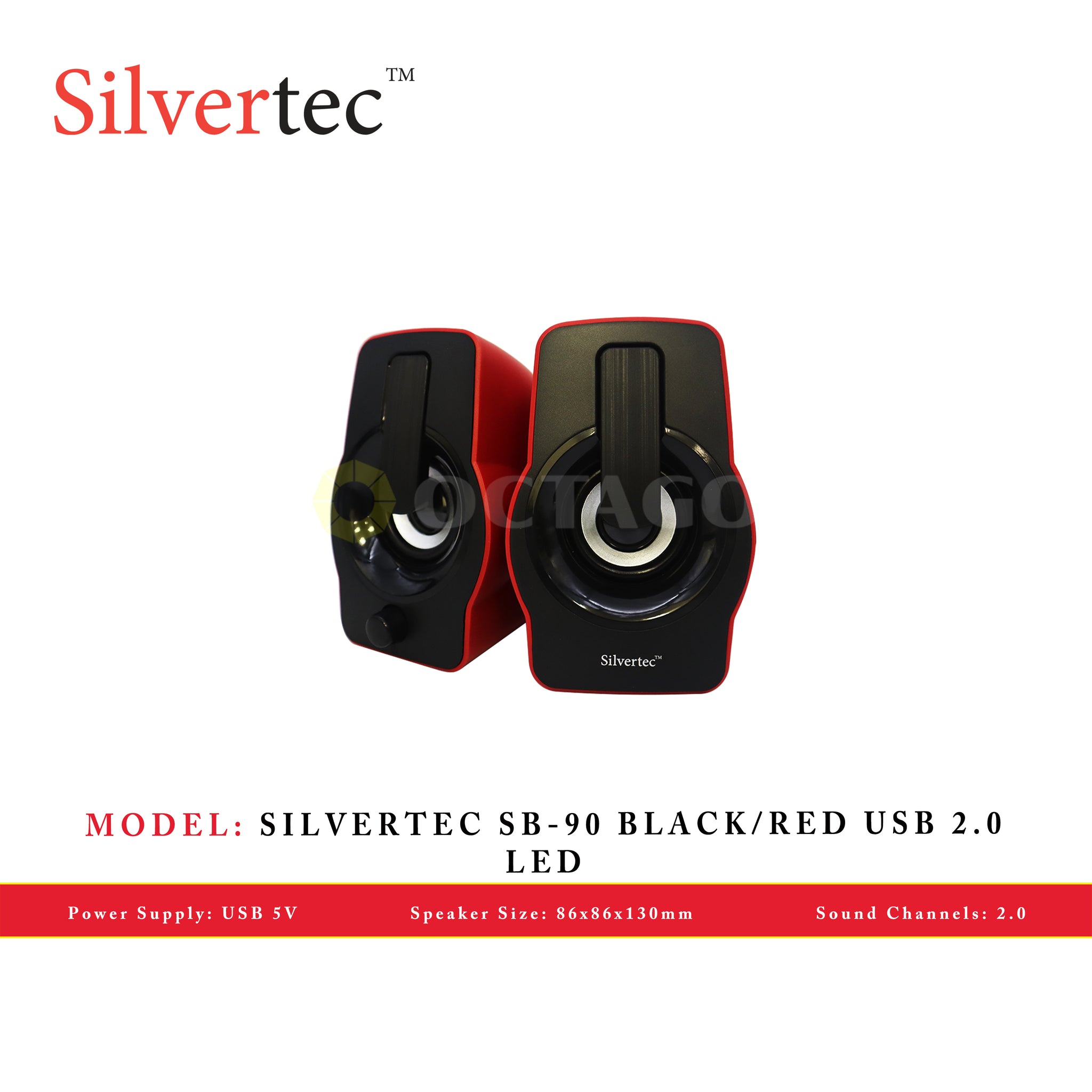 SILVERTEC SB-90 BLACK/RED USB 2.0 LED