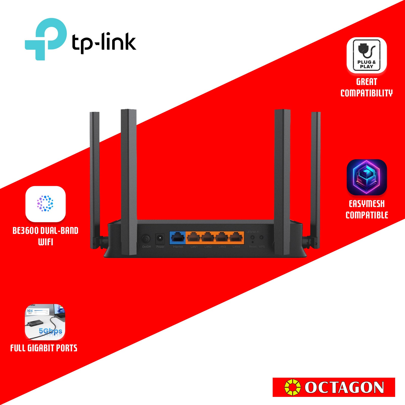 TPLINK ARCHER BE220 DUAL BAND WIFI 7 ROUTER