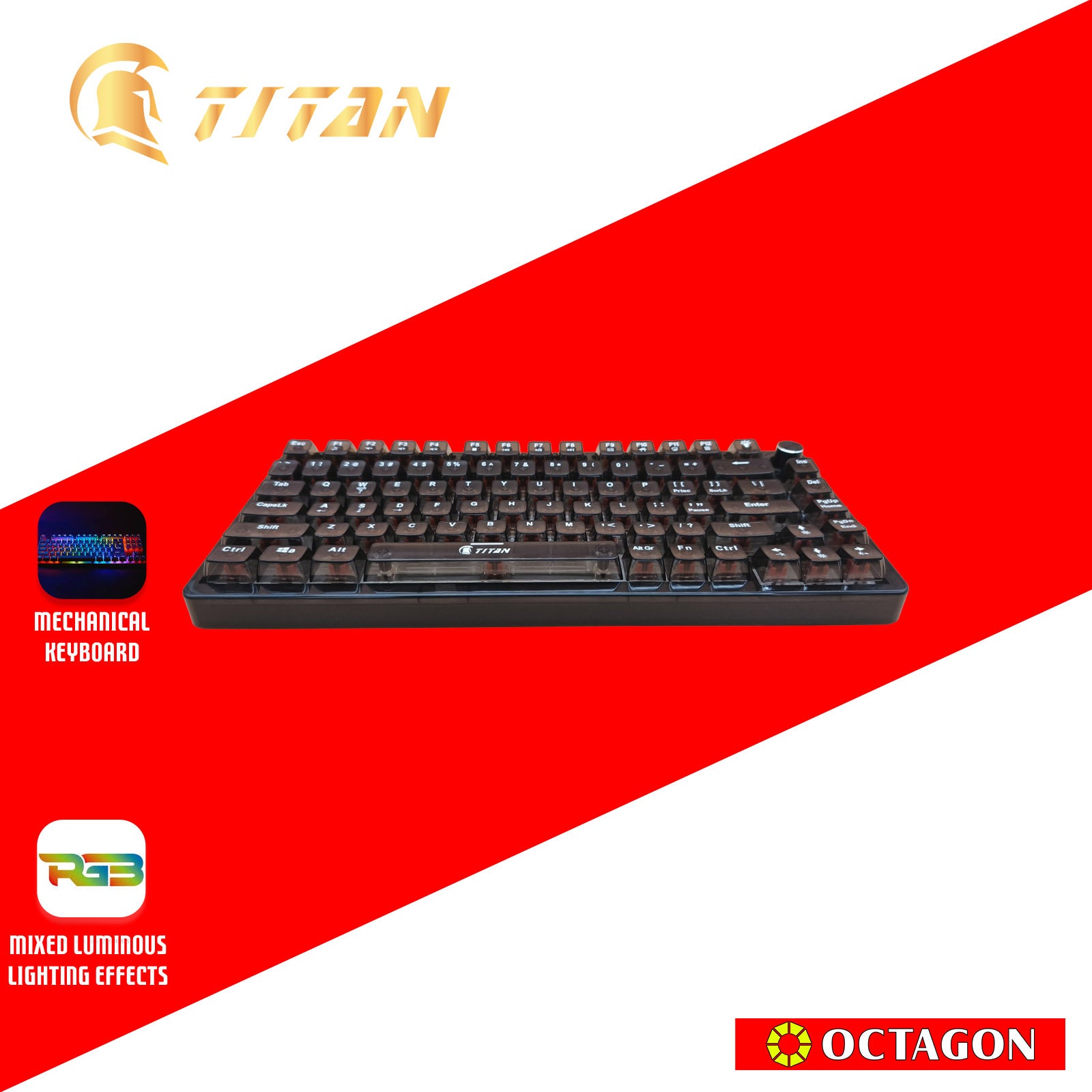 TITAN TKD-900 USB BACKLIGHT MECH KEYBOARD 82 KEYS RED SWITCH