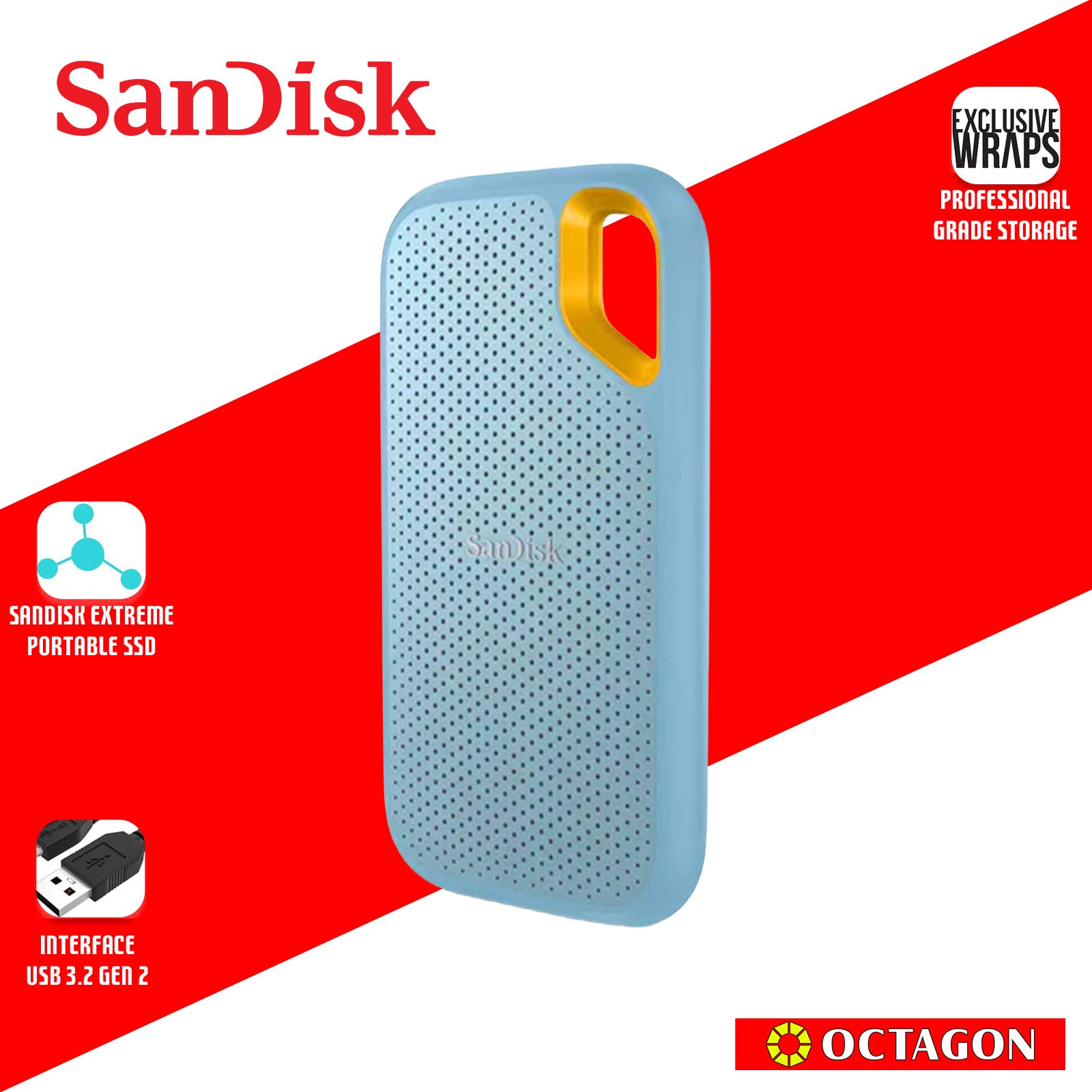 SANDISK E61 1TB SKY BLUE PORTABLE SSD (SDSSDE61-1T00-G25B)