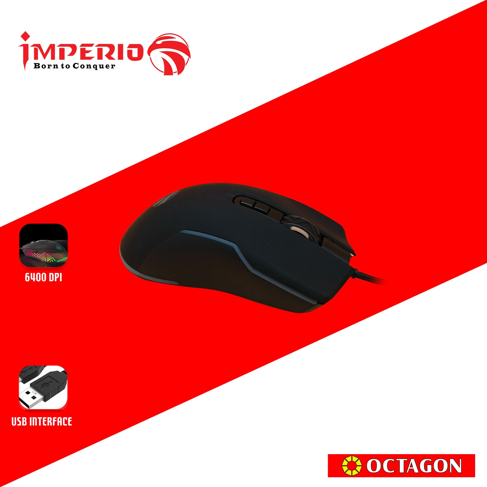 IMPERIO IMSL-M200 RGB GAMING MOUSE 6400DPI