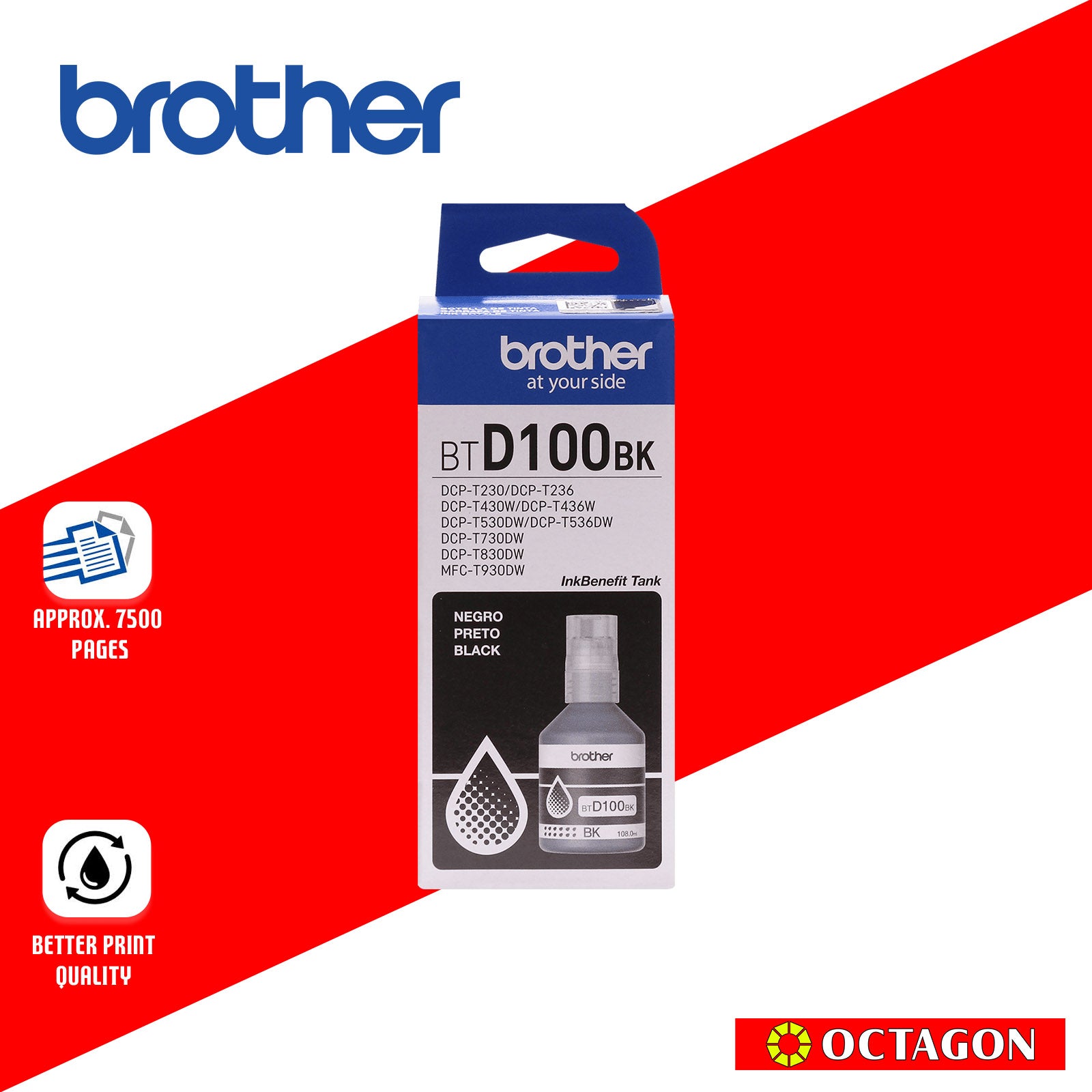 BROTHER BTD100BK BLACK INK BOTTLE