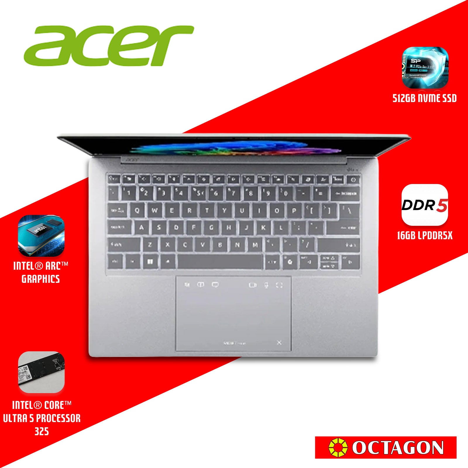 ACER SWIFT EDGE 14 SFE14-I51-52JE/ CORE ULTRA 5 325/ 16GB/ 512GB SSD/ 14 OLED WUXGA/ OFFICE HOME 2024 + O365/ WIN 11 HOME