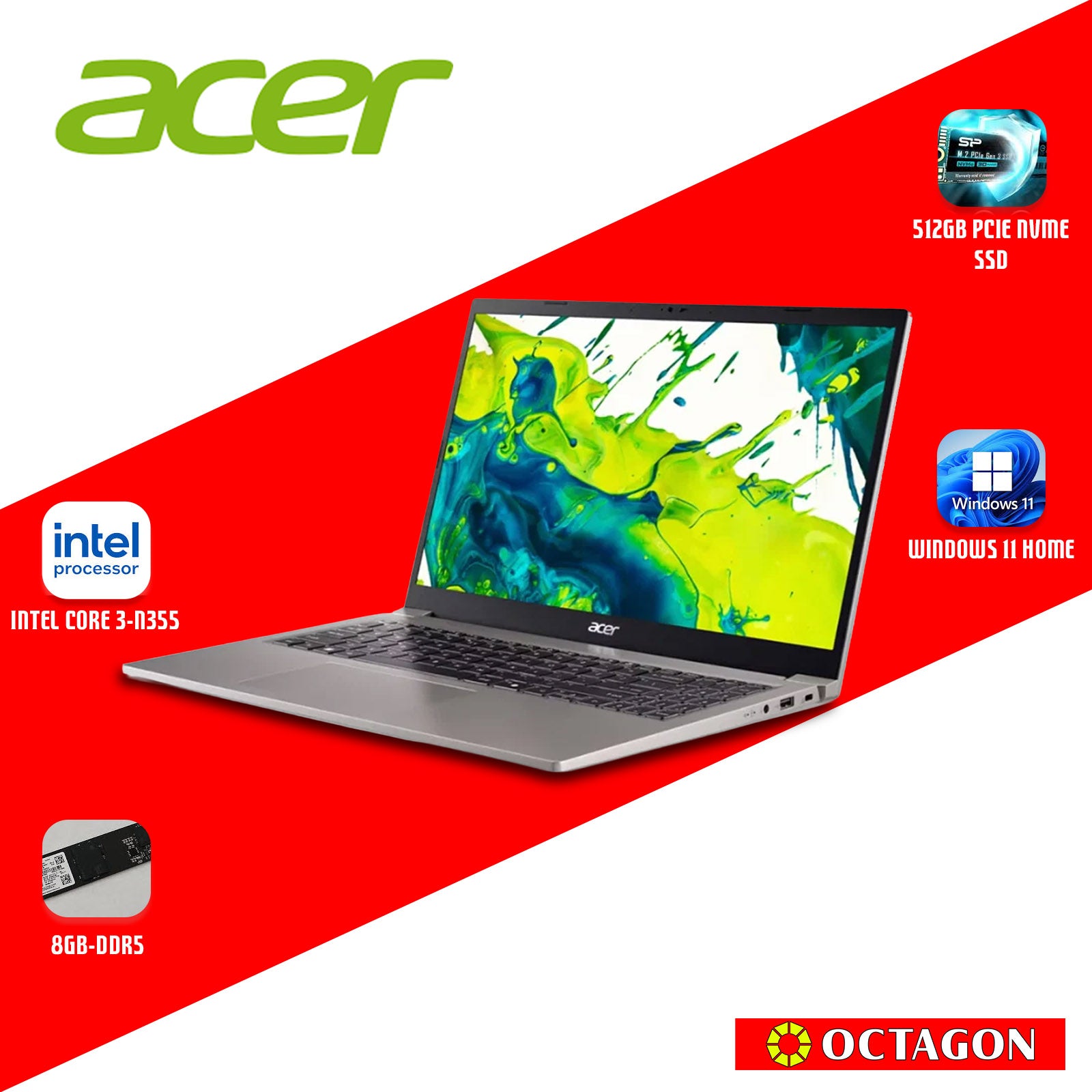 ACER ASPIRE LITE AL15-33P-332M/ INTEL CORE3 N355/ 8GB/ 512GB SSD/ 15.6 IPS FHD/ WIN 11