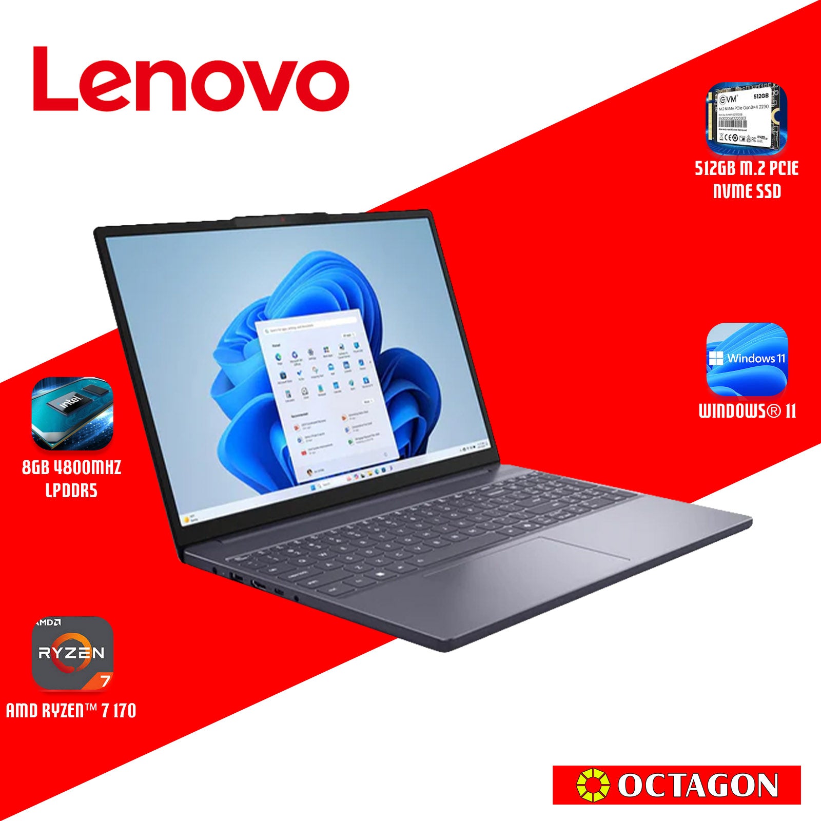 LENOVO IPS3-15 (83K700RSPH)/ RYZEN 7 170/ 16GB/ 512GB SSD/ 15.3 WUXGA/ WIN 11
