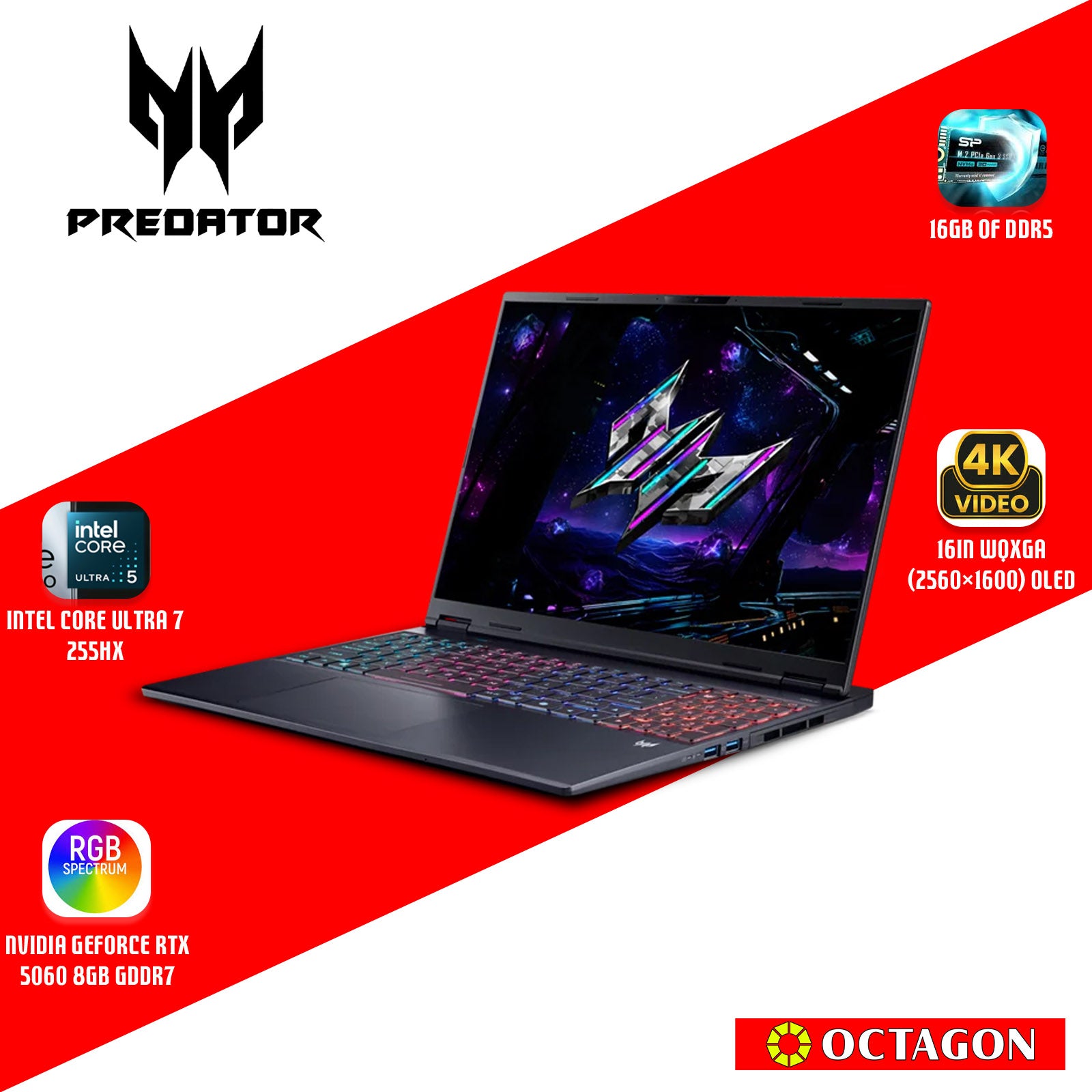 ACER PREDATOR HELIOS NEO SLIM PHN16S-71-72WE/ ULTRA 7 255HX/ 16GB DDR5/ 512GB SSD/ 16 OLED WQXGA 240HZ/ WIN 11/ RTX5060 8GB