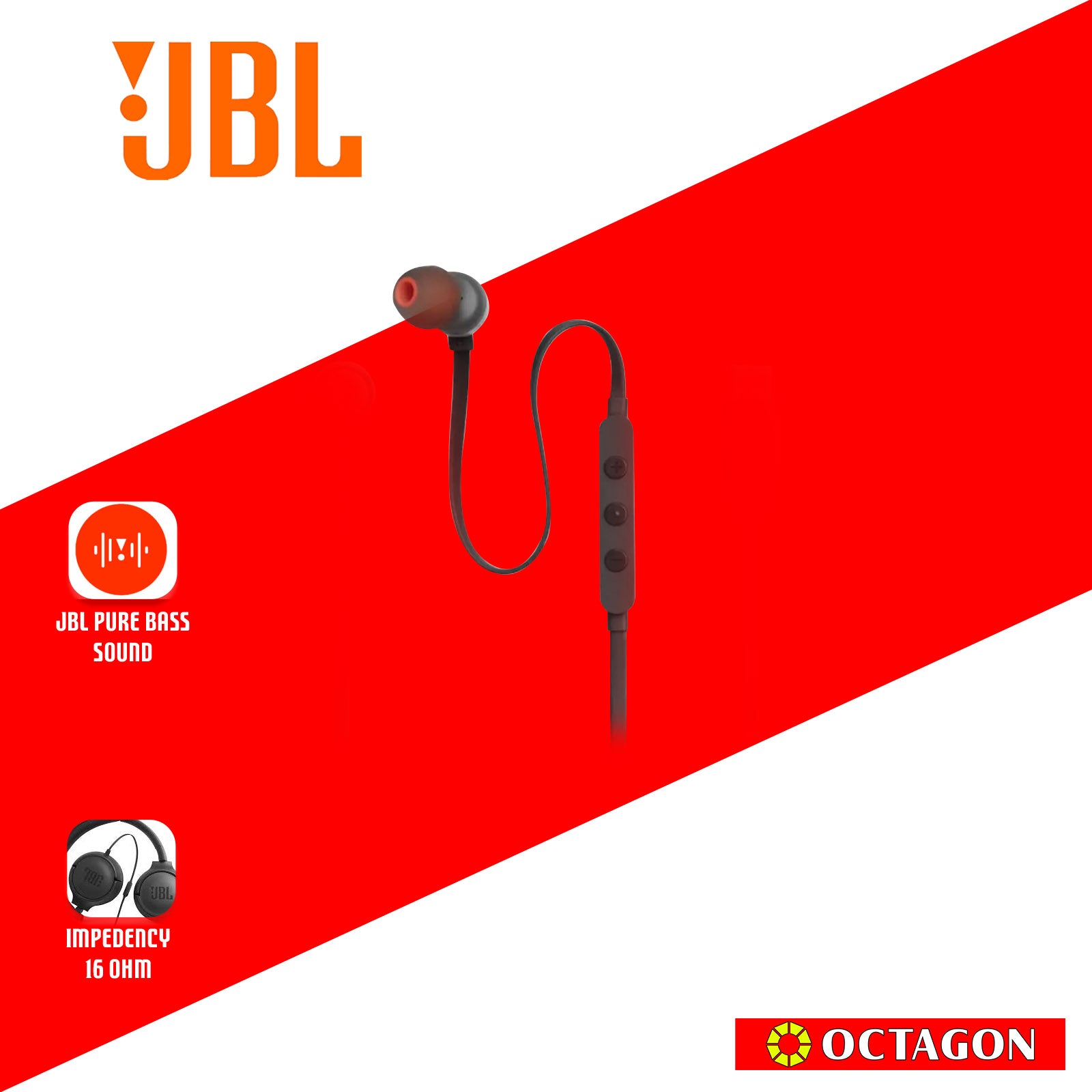 JBL T310C BLACK WIRED EARPHONES WITH MIC