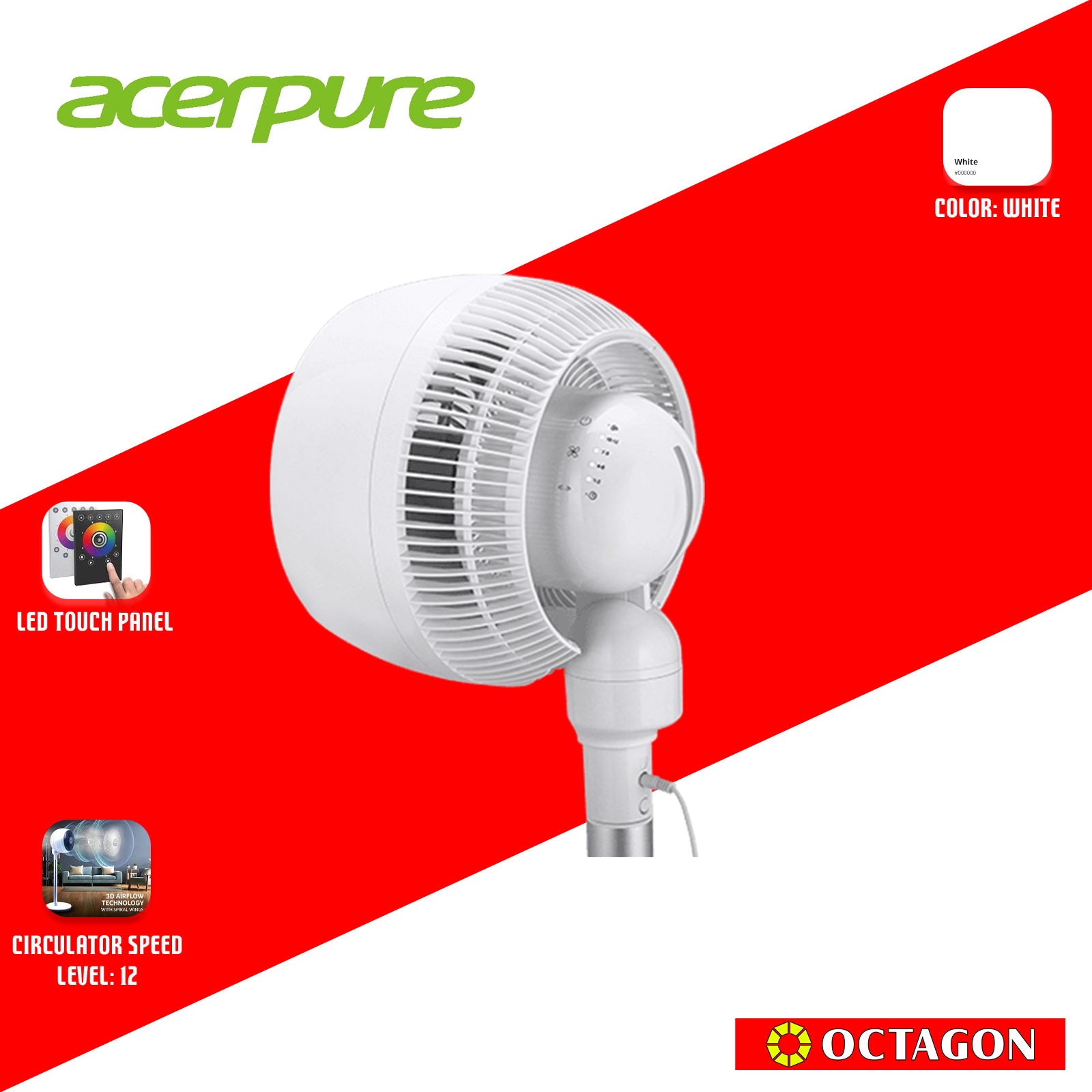 ACERPURE COZY F1 AIR CIRCULATOR (ZL.ACCTG.022) AF551-20W 333.4X333.4X1000MM 3D AIRFLOW TECHNOLOGY