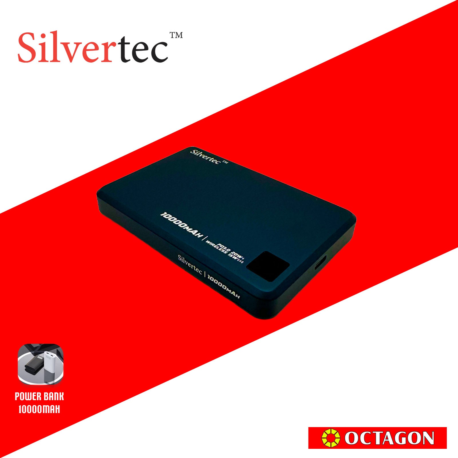 SILVERTEC SRT-MP100-BL ULTRA-SLIM MAGNETIC WIRELESS PD20W POWERBANK 10000MAH (NAVY BLUE)