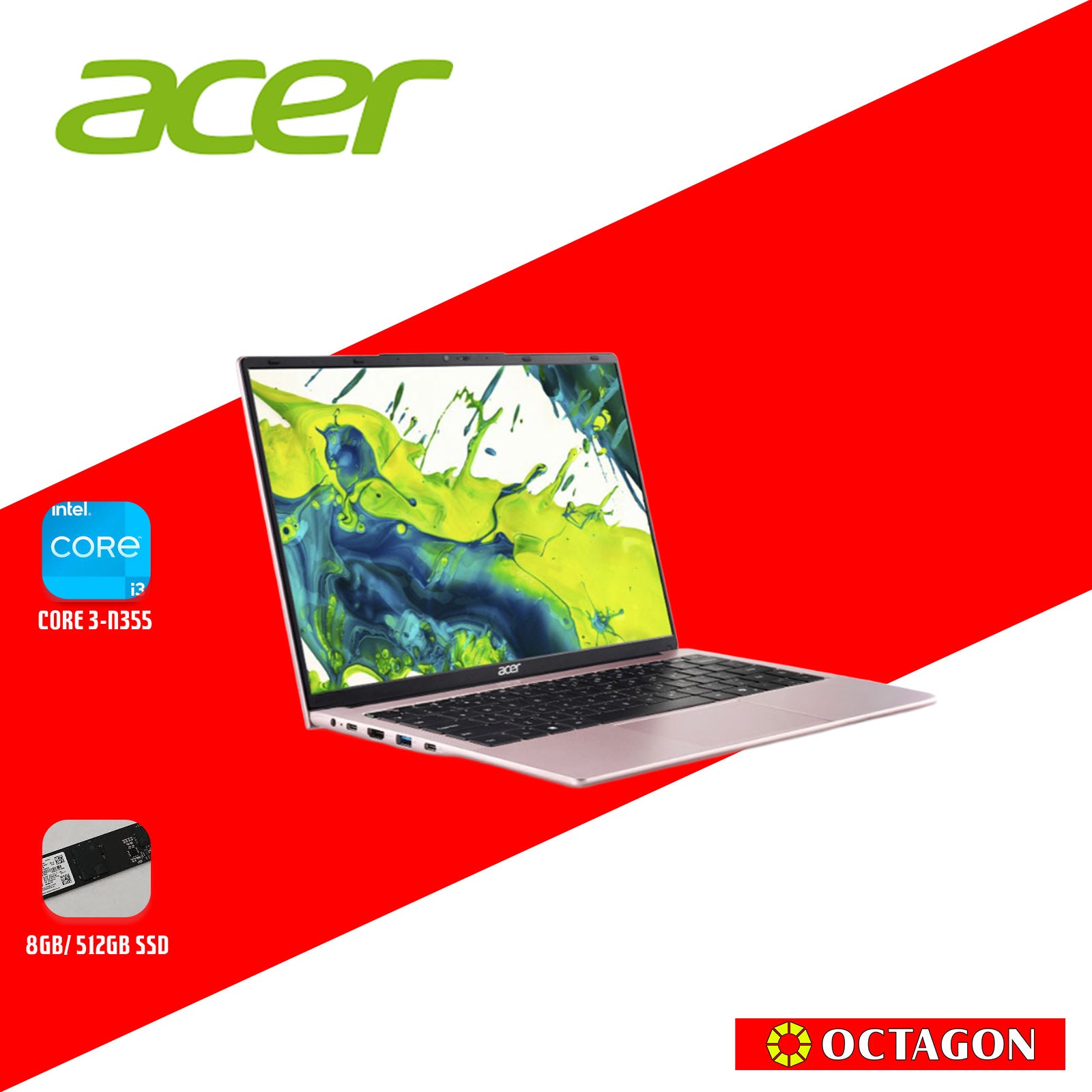 ACER ASPIRE LITE AL14-32P-37PL NUDE PINK/ CORE 3-N355/ 8GB/ 512GB SSD/ 14