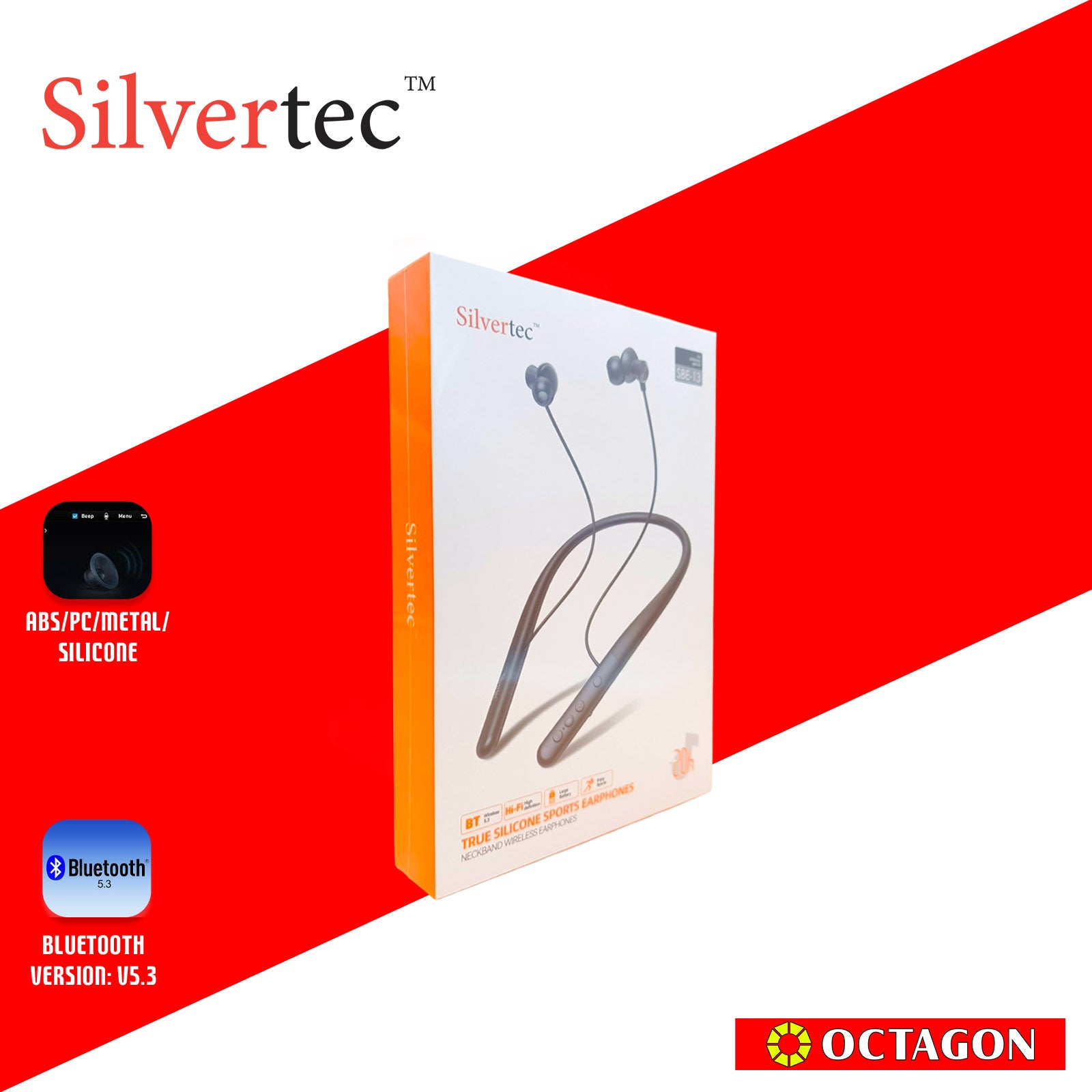 SILVERTEC SBE-13-BK BLUETOOTH PREMIUM NECKBAND EARPHONES BLACK