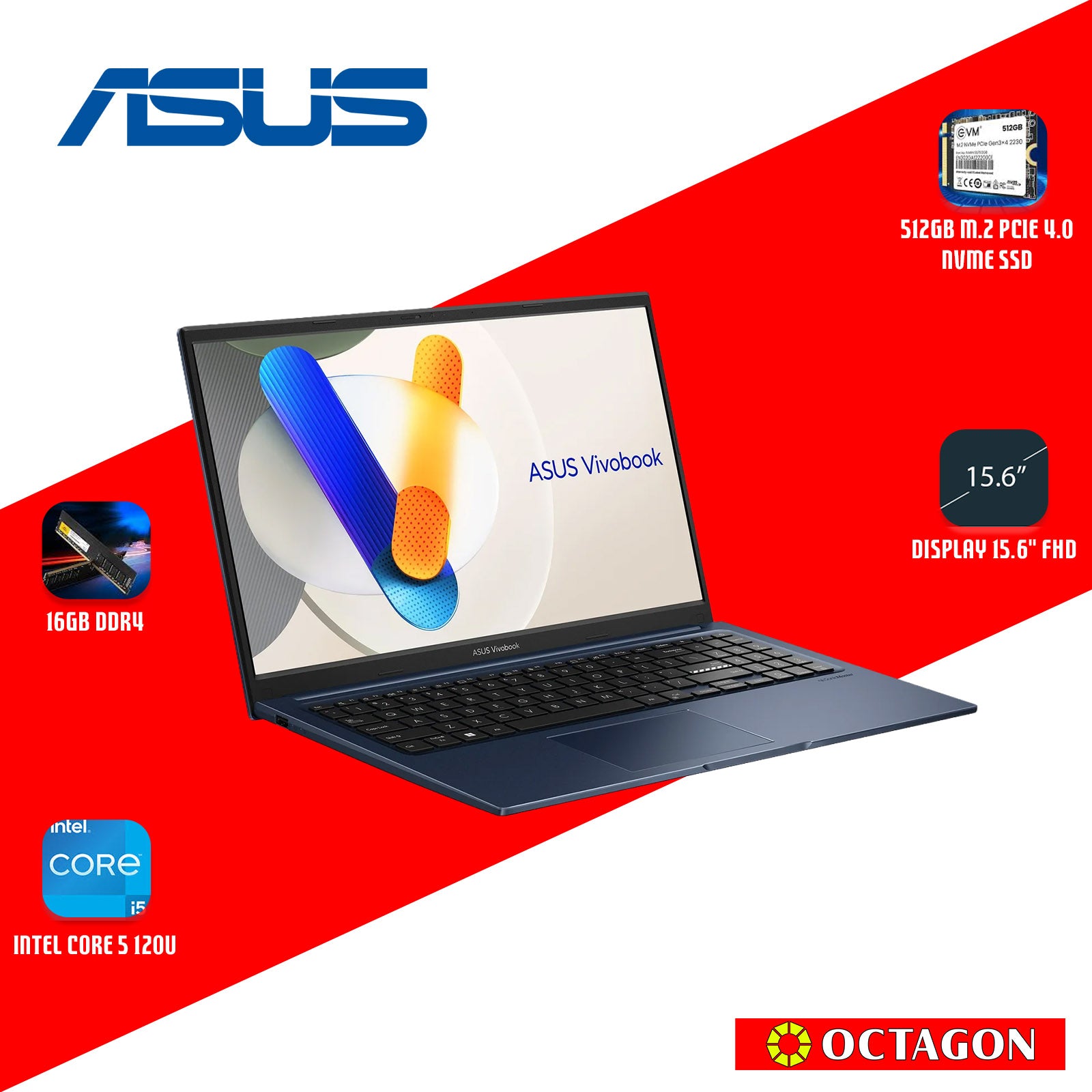 ASUS VIVOBOOK 15X X1504VA-BQ3582WSM/ CORE 5-120U/ 16GB/ 512GB SSD/ 15.6"/ WIN 11/ OFFICE H&S + OFFICE 365/ BLUE