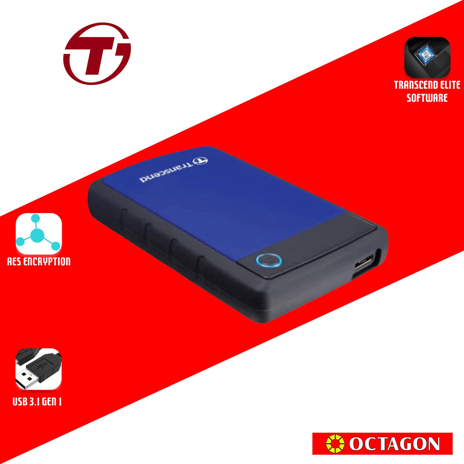 TRANSCEND STOREJET 25H3B 1TB BLUE