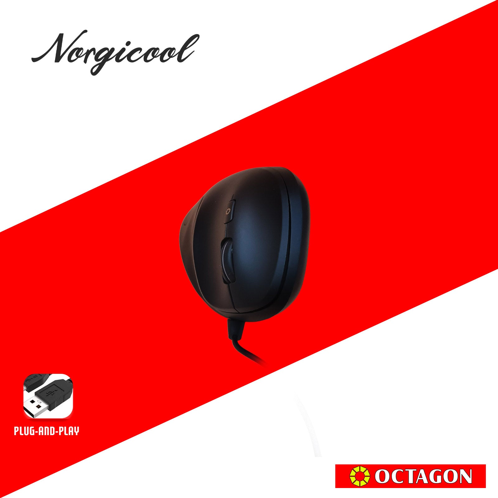 NORGICOOL NVM01 USB VERTICAL MOUSE BLACK/WHITE