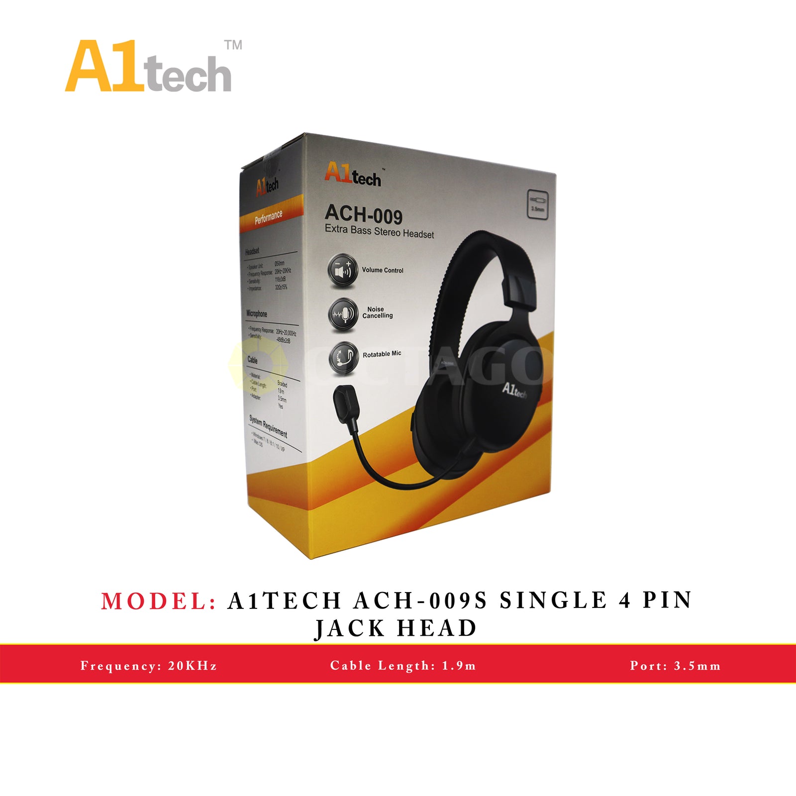 A1TECH ACH-009S SINGLE 4 PIN JACK HEAD