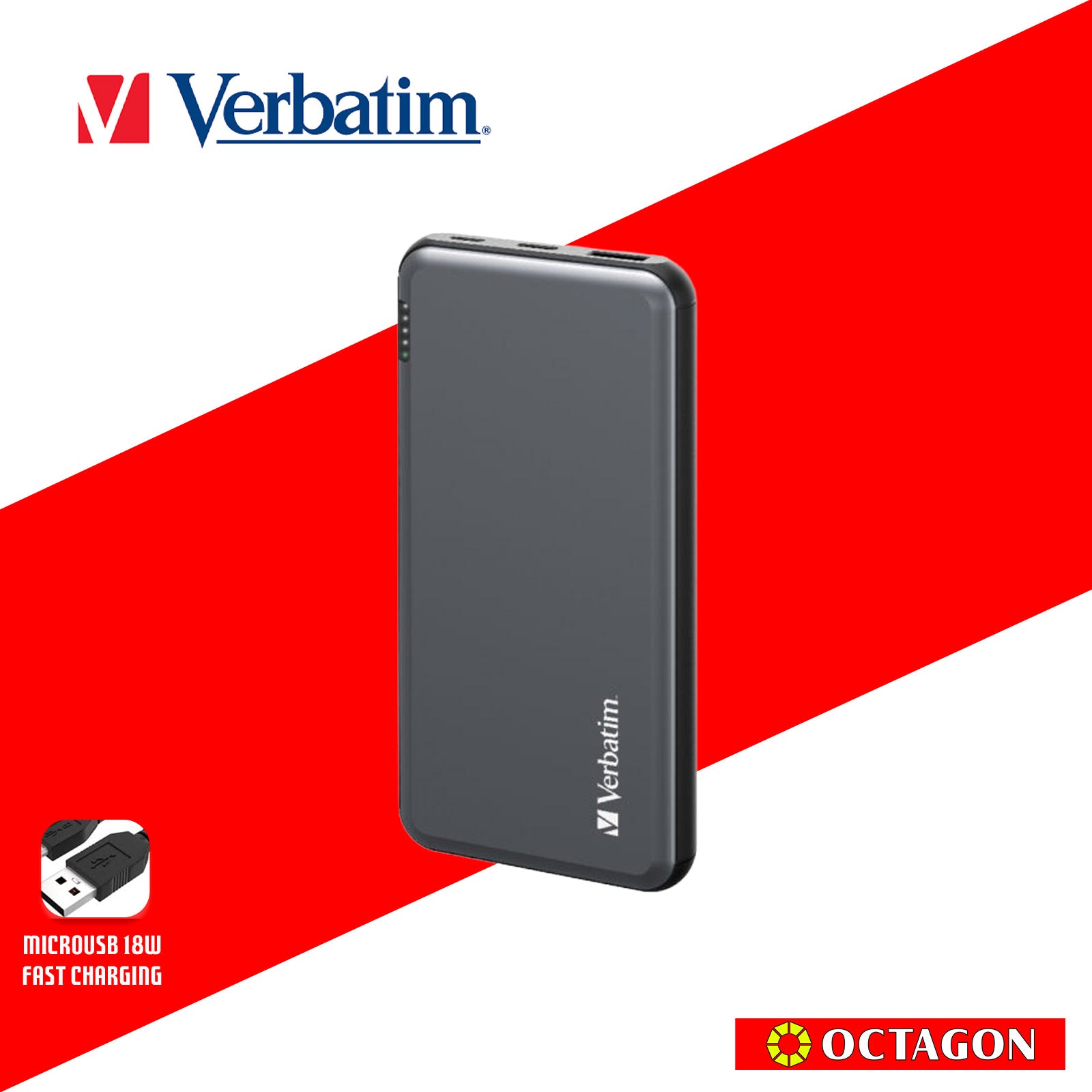 VERBATIM 66628 POWER BANK 20000MAH / 22.5W ALUMINIUM - PD + QC3.0 (GREY)