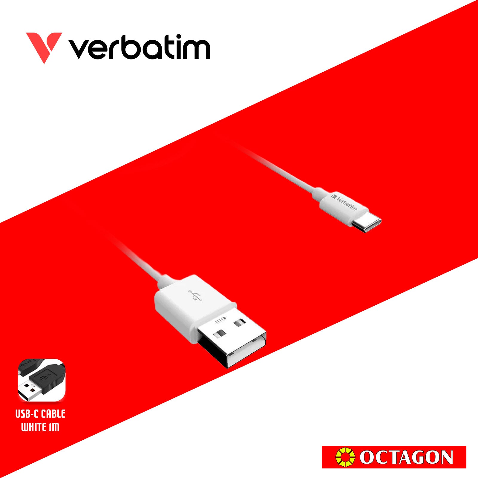 VERBATIM 66582 LIGHTNING TO USB-C CABLE WHITE 1M