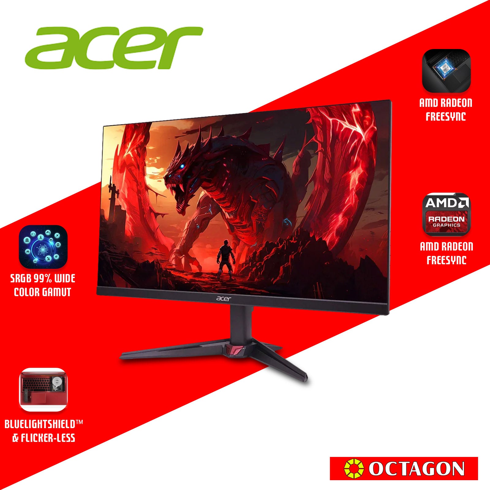 ACER NITRO VG240Y X1 23.8 200HZ 1MS IPS GAMING MONITOR