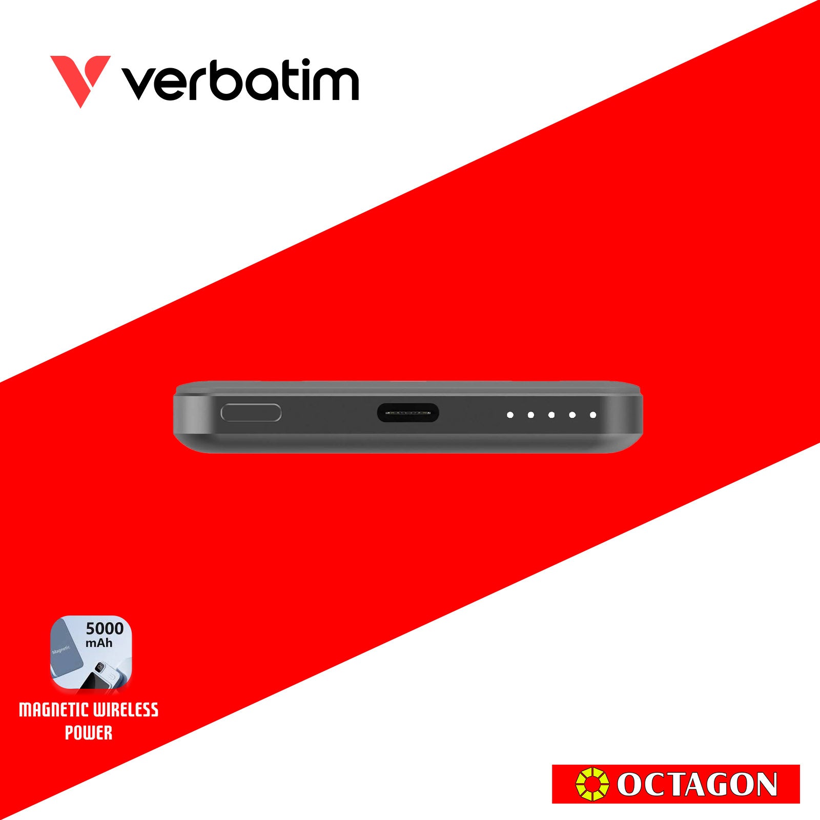VERBATIM 66907 POWER PACK 5000MAH MAGNETIC WIRELESS CHARGING (BLACK)