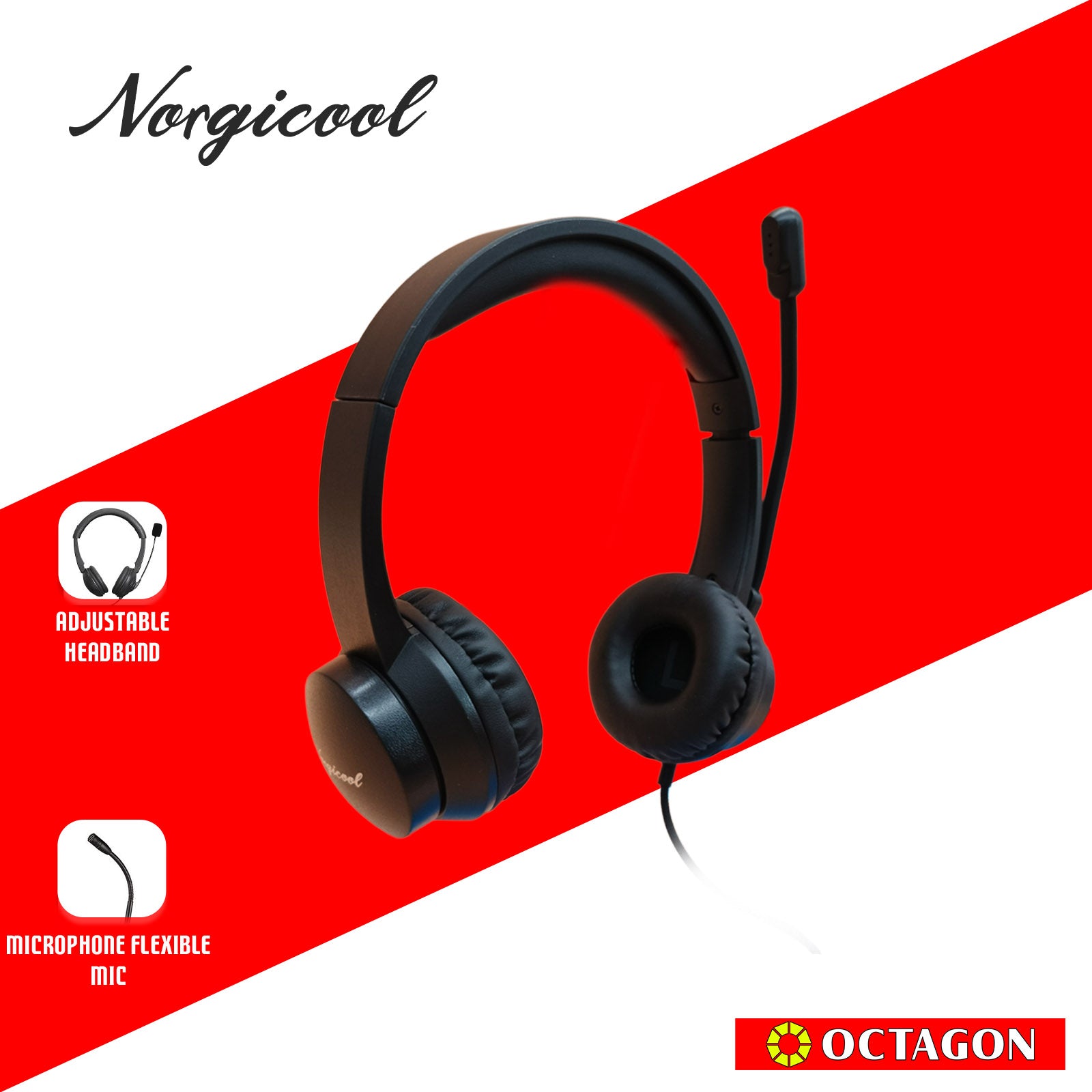 NORGICOOL NSH-002 USB HEADSET WITH MICROPHONE & VOLUME CONTROL