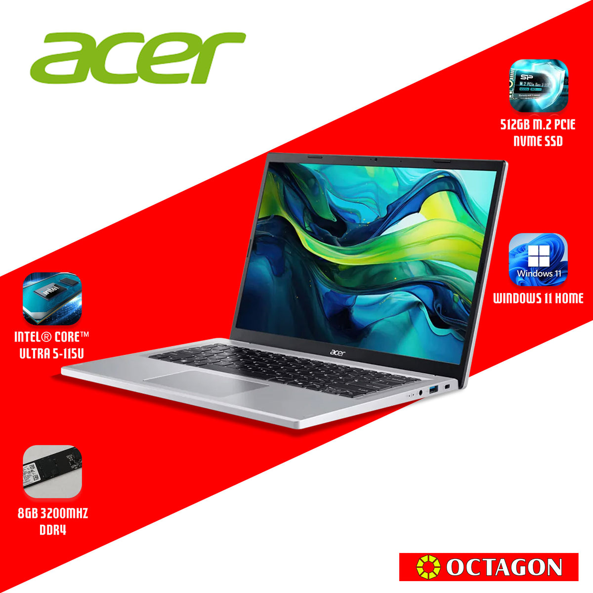 ACER ASPIRE GO 14 AI AG14-71M-55Q4 OPI/ ULTRA 5 115U/ 8GB/ 512GB SSD